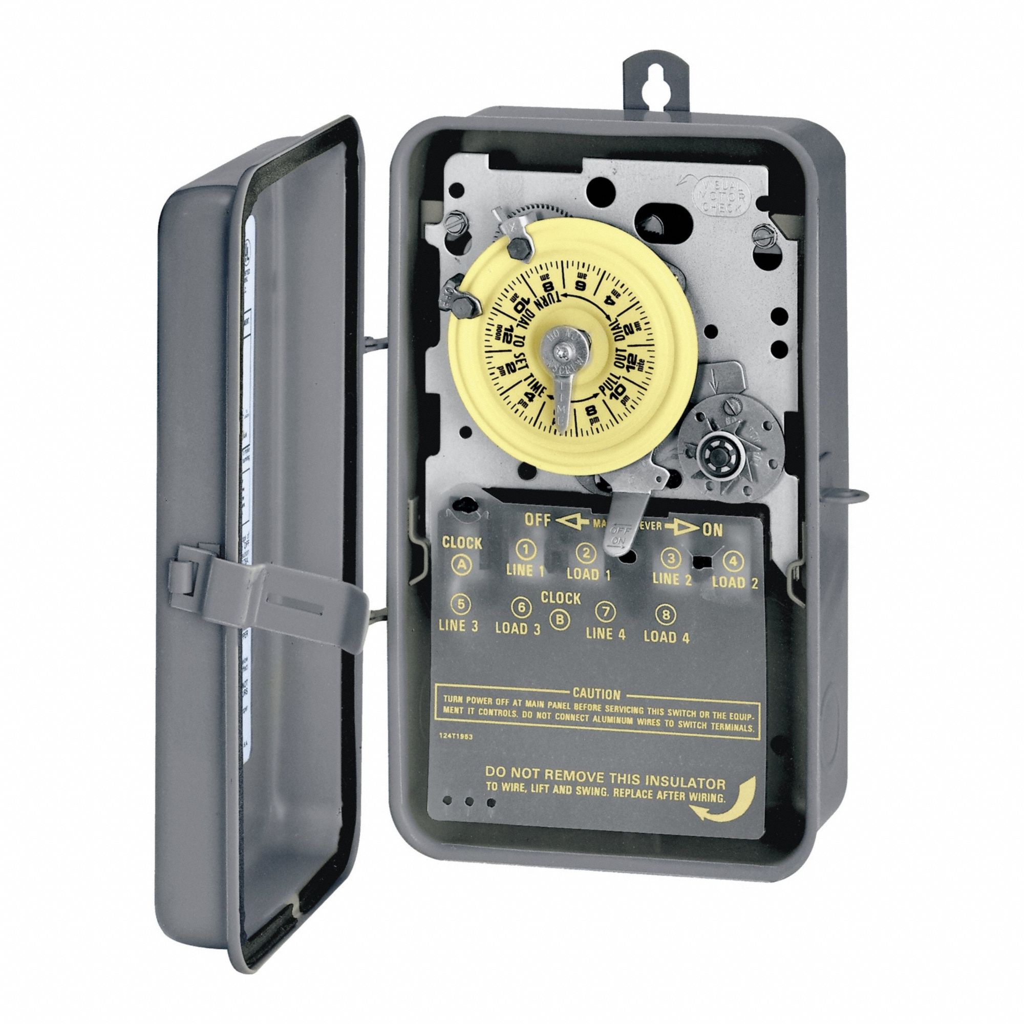 Electromechanical Timer: 24 hr, 120V AC, DPST, Mechanical