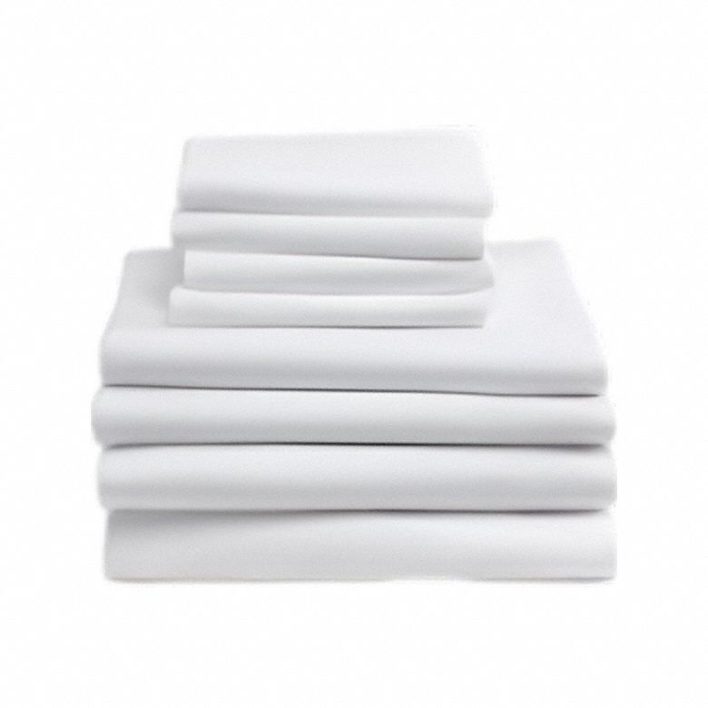 Fitted Sheet: Twin, 84 in Overall Lg, 36 in Overall Wd, T180, White, Elastic Corner