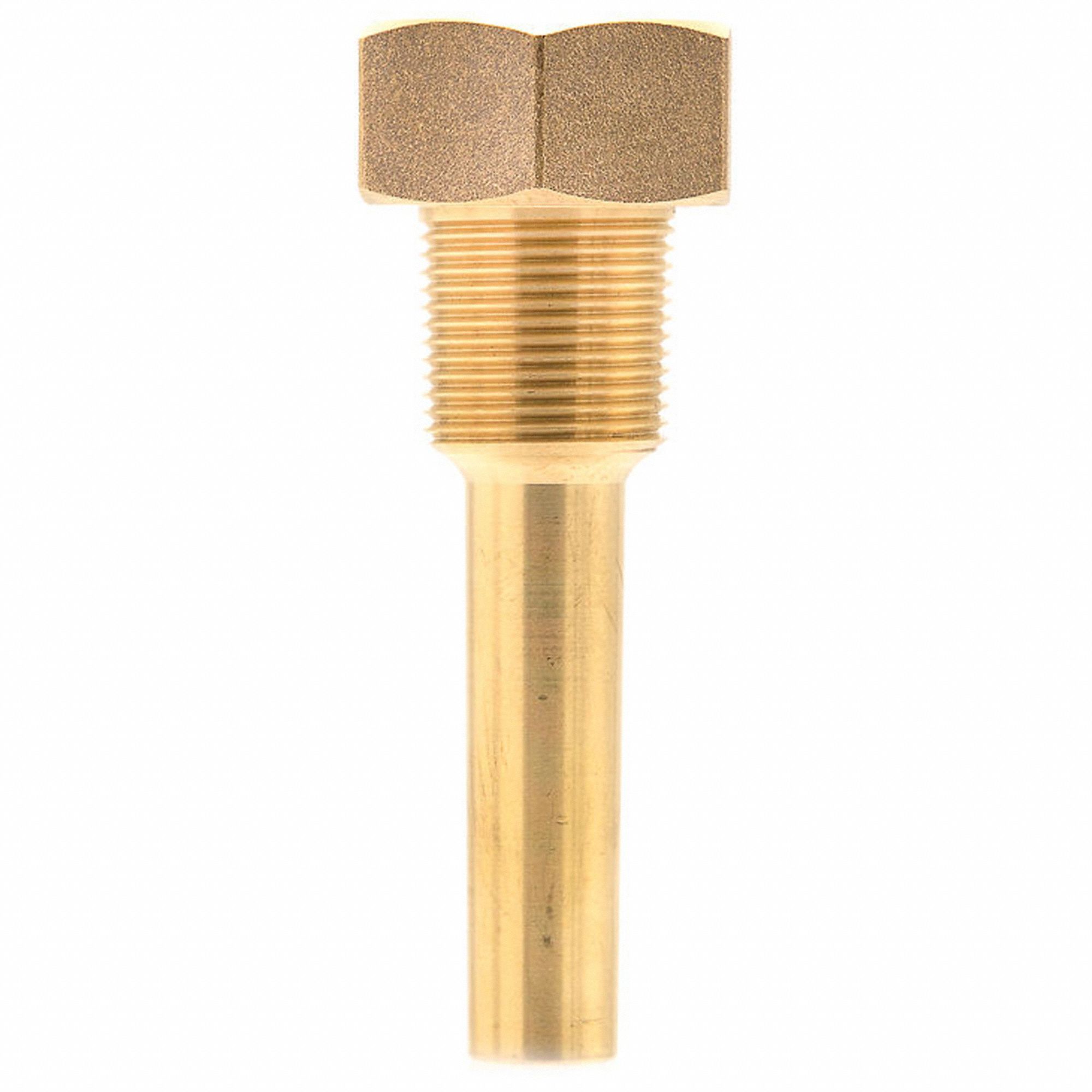 Brass, 3/4" MNPT, Threaded Thermowell 801CN4T1E3D2 Grainger