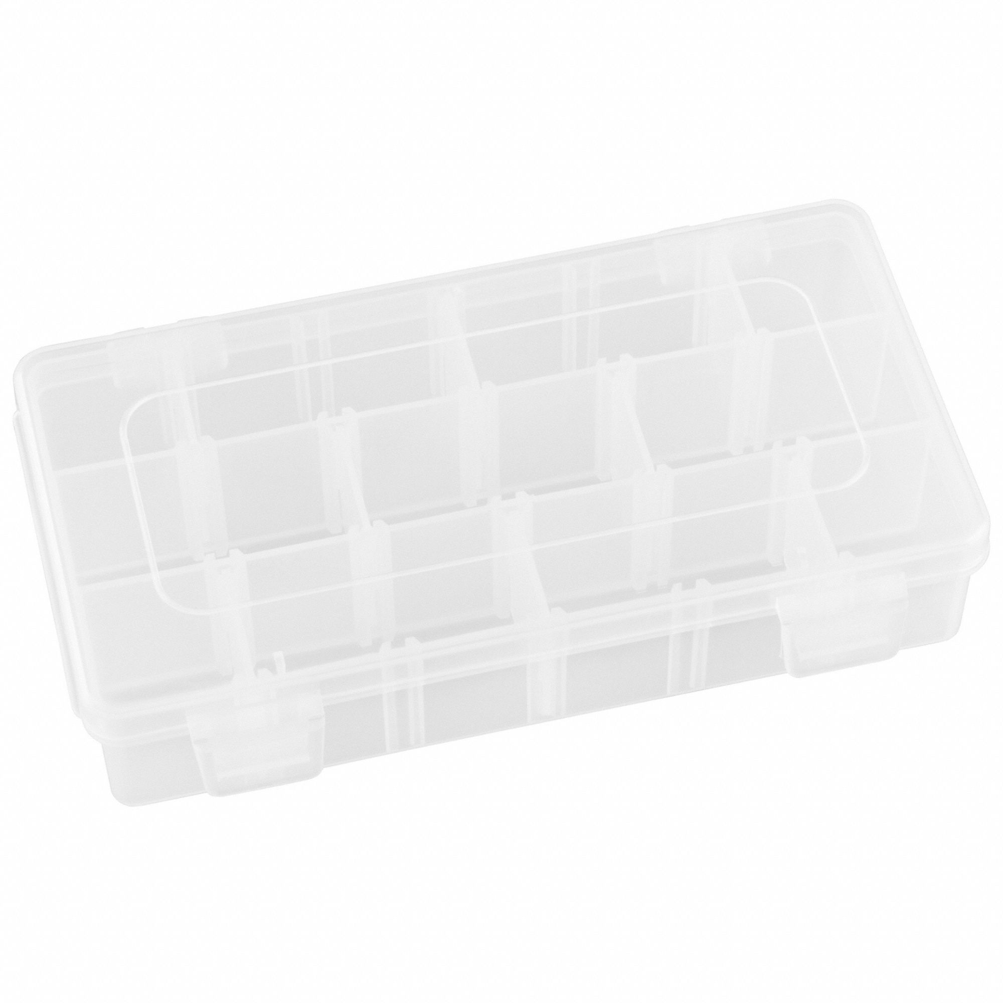 Compartment Box: 4 1/8 in x 7 in x 1 1/2 in, Clear, Not Electrostatic Discharge Conductive