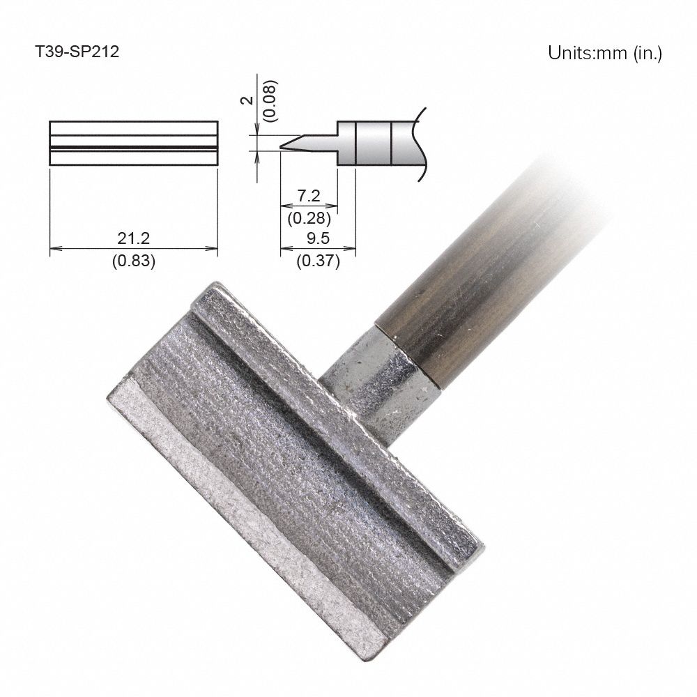 Soldering Tip: T39 Series, Spatula, 21.2 mm W, 9.5 mm Lg