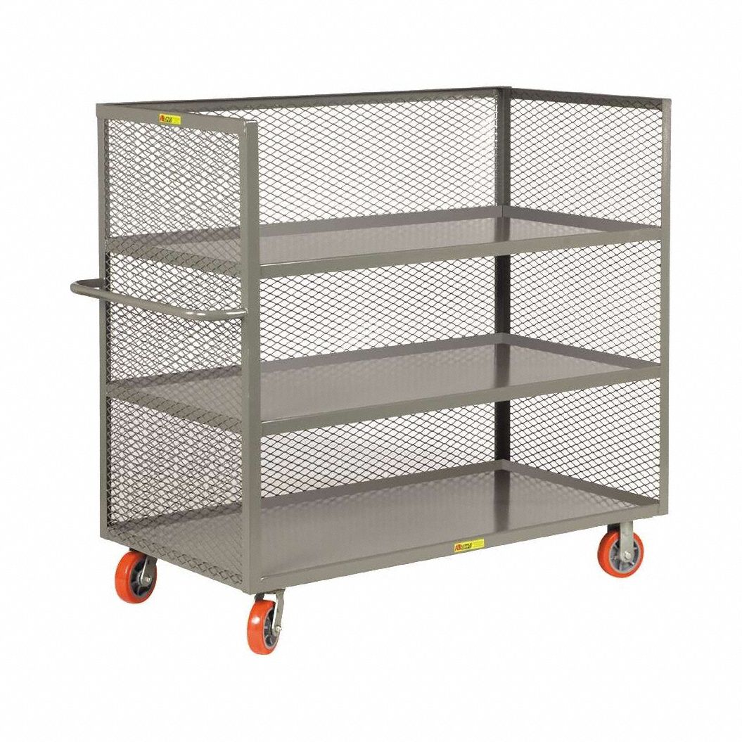 Single-Side-Access Mesh-Wall Metal Stock Truck: 3, 600 lb Load Capacity, 60 inx30 in