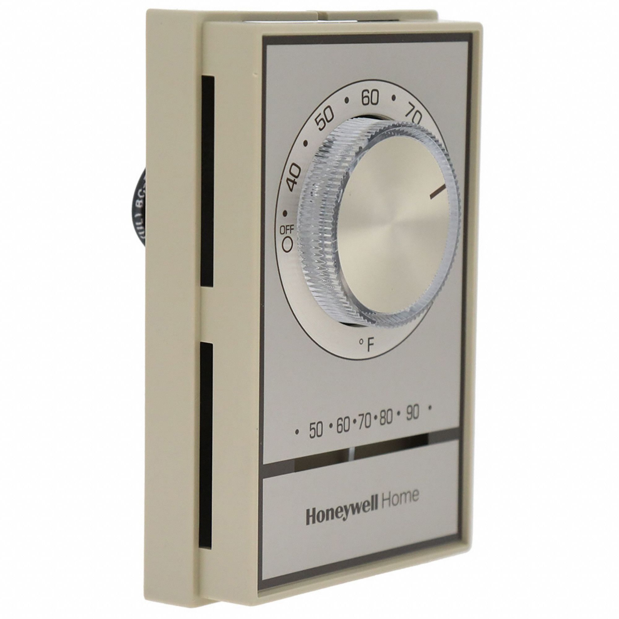 Line Volt Mechanical Tstat: Heat Only, On-Off, 40° to 80°F, Exposed Dial, 1H