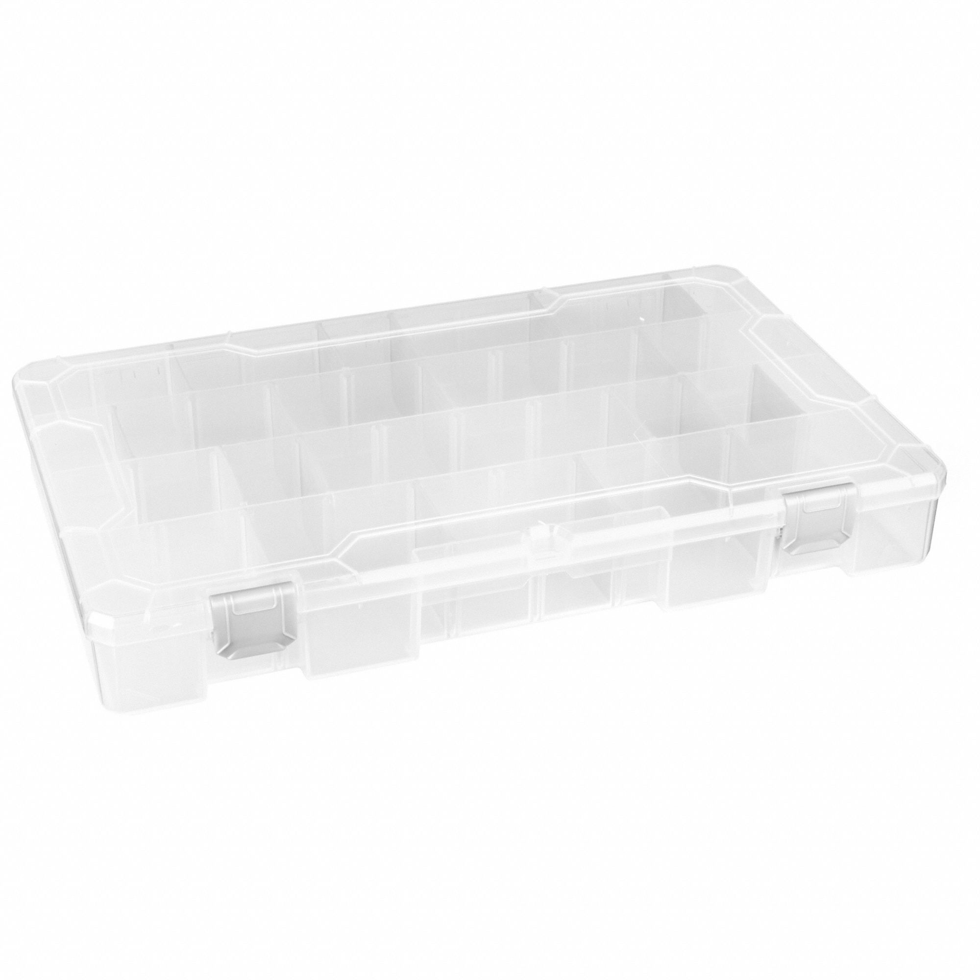 FLAMBEAU, 9 1/8 in x 14 1/4 in x 2 in, Clear, Adjustable Compartment ...