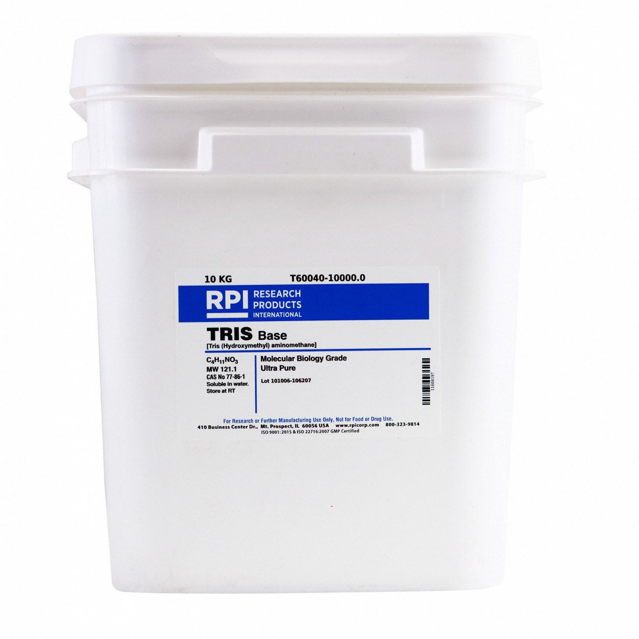 TRIS Base - Ultra Pure: Lab, 10 kg, 77-86-1, T60040, Buffer, Powder, 18 mo Shelf Life, 1