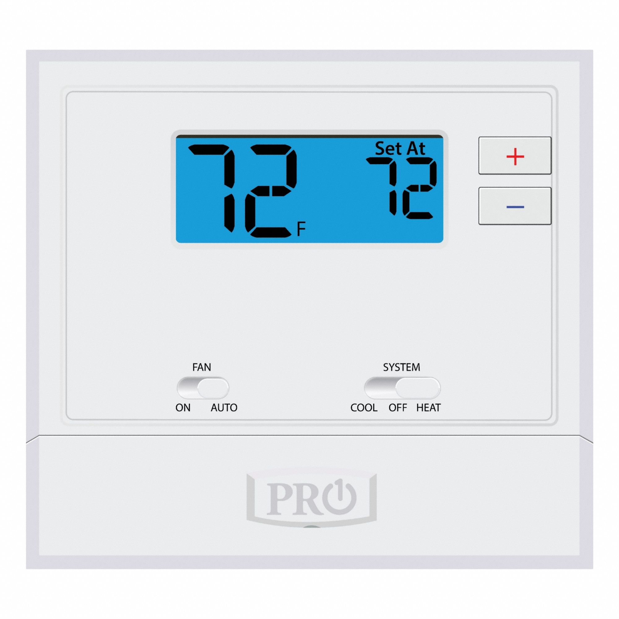 Low Voltage Thermostat: Heat or Cool, Manual, B/G/O/RC/RH/W/Terminal Designations, Auto-On