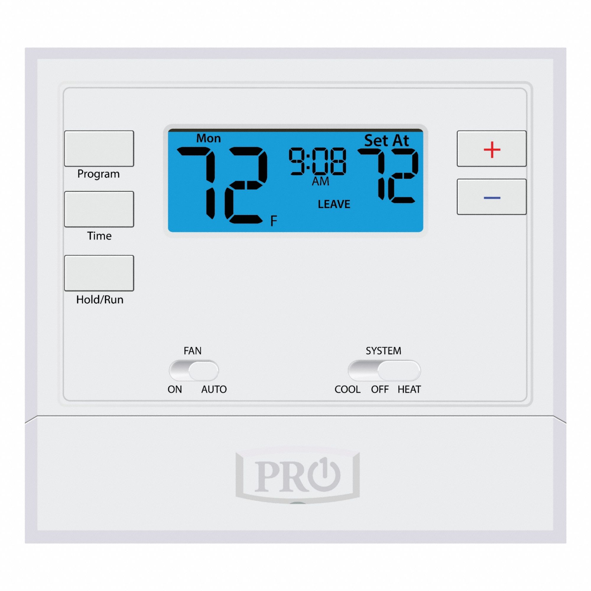 Low Voltage Thermostat: Heat and Cool, Manual, B/G/O/RC/RH/W/Terminal Designations, Square