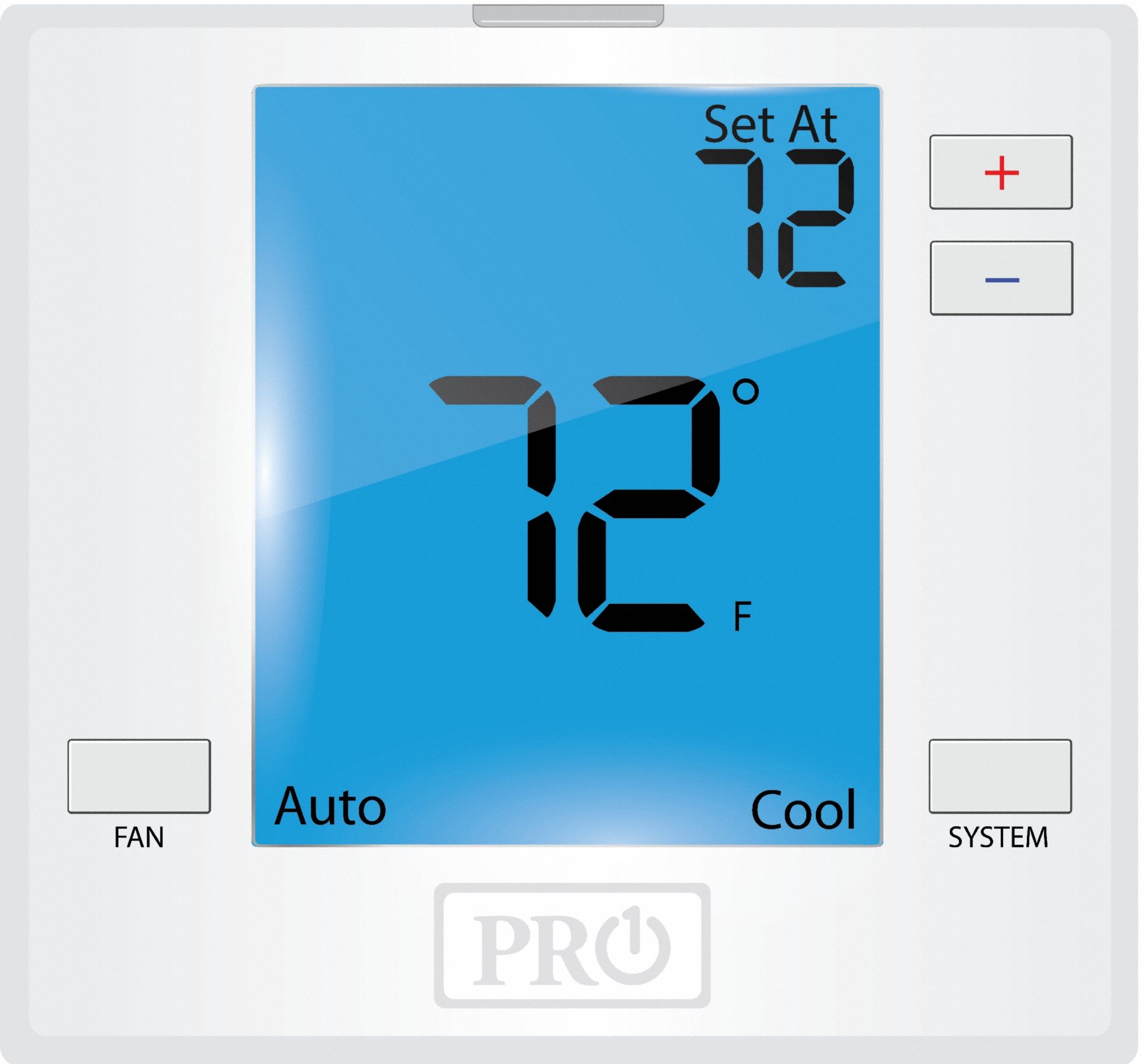Low Voltage Non-Programmable Thermostat: Heat and Cool, Auto, Hi-Med-Low-Auto-Off, Square