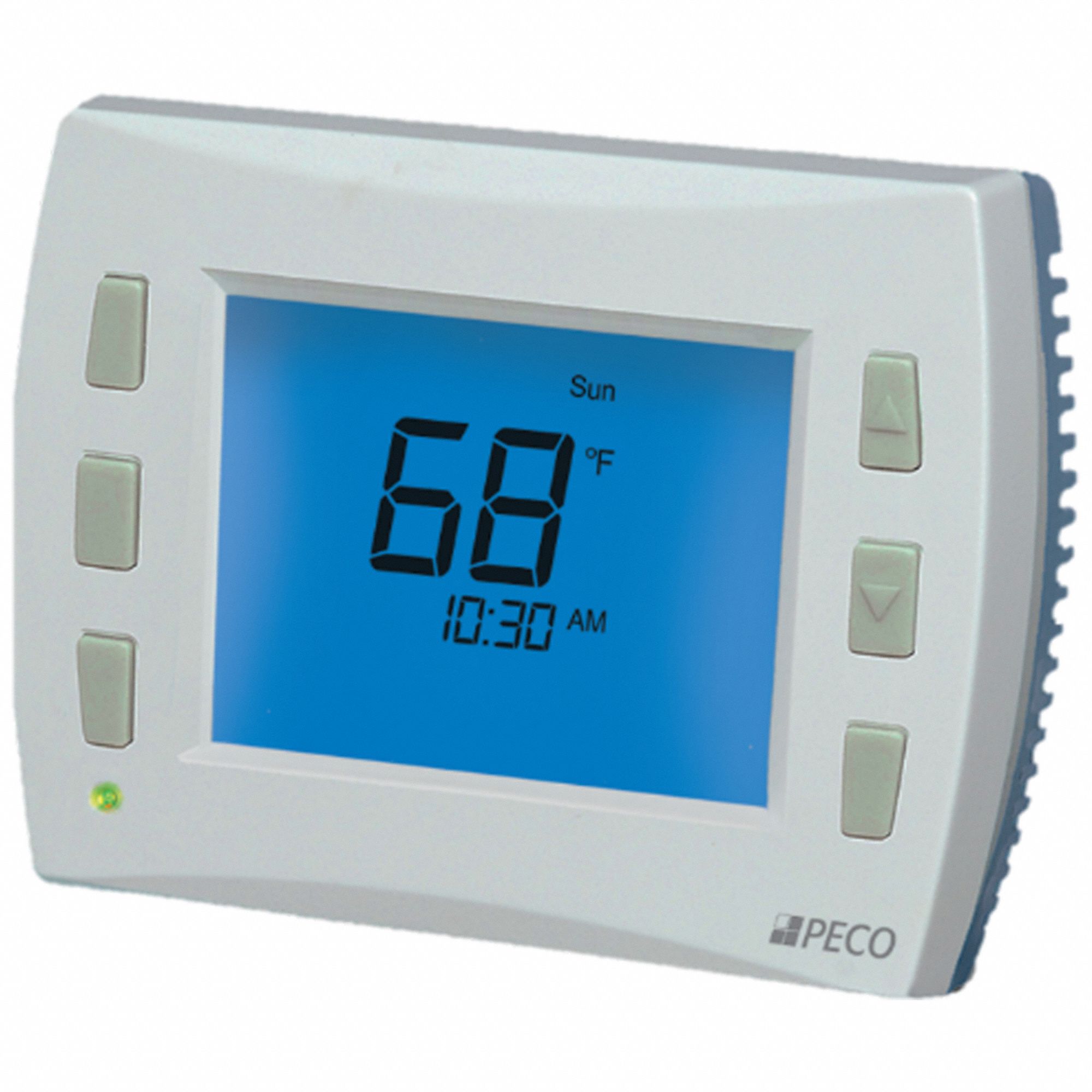 Fan Coil Thermostat: Heat and Cool, Auto-Cool-Heat-Off, 50° to 90° F, Push Button, 2 Heat/1Cool