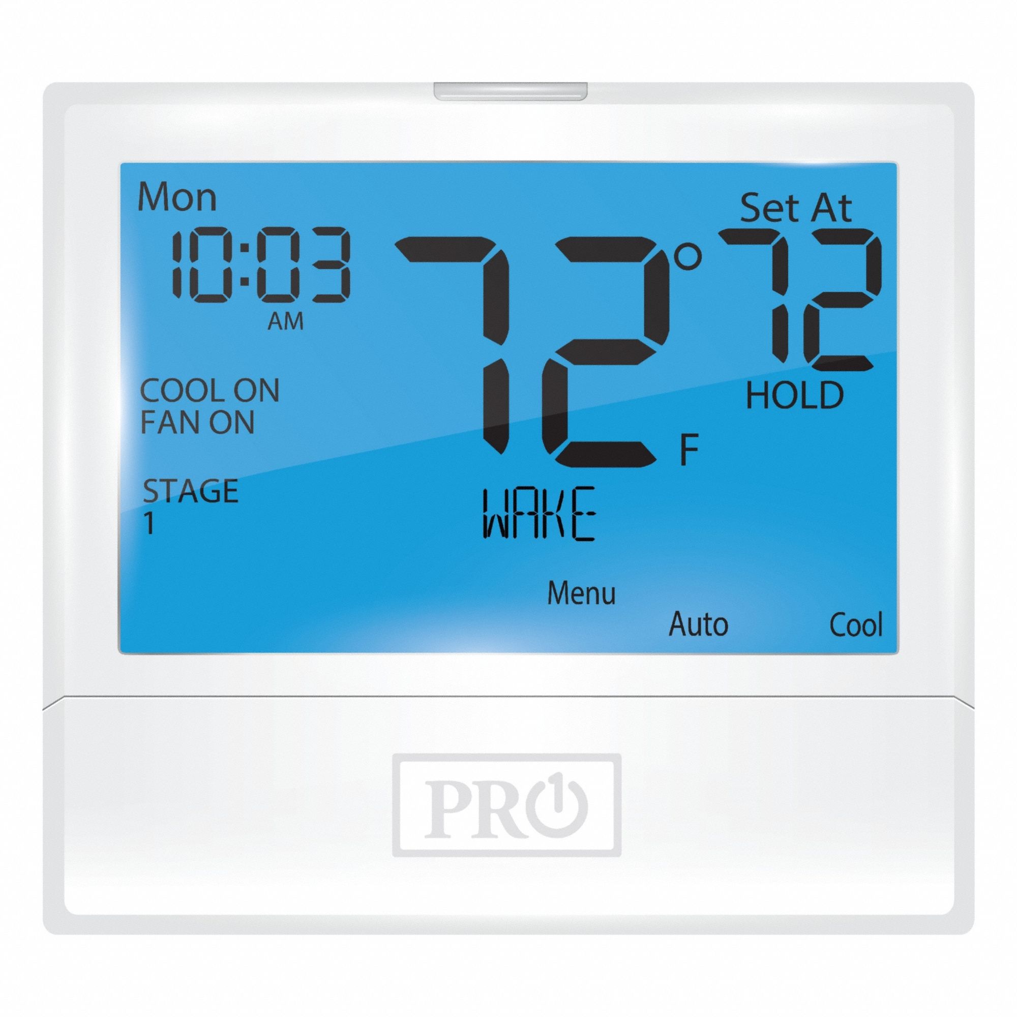 Low Voltage Thermostat: Heat and Cool, Auto, 5-1-1/7 Day, Horizontal, Rectangle, Horizontal