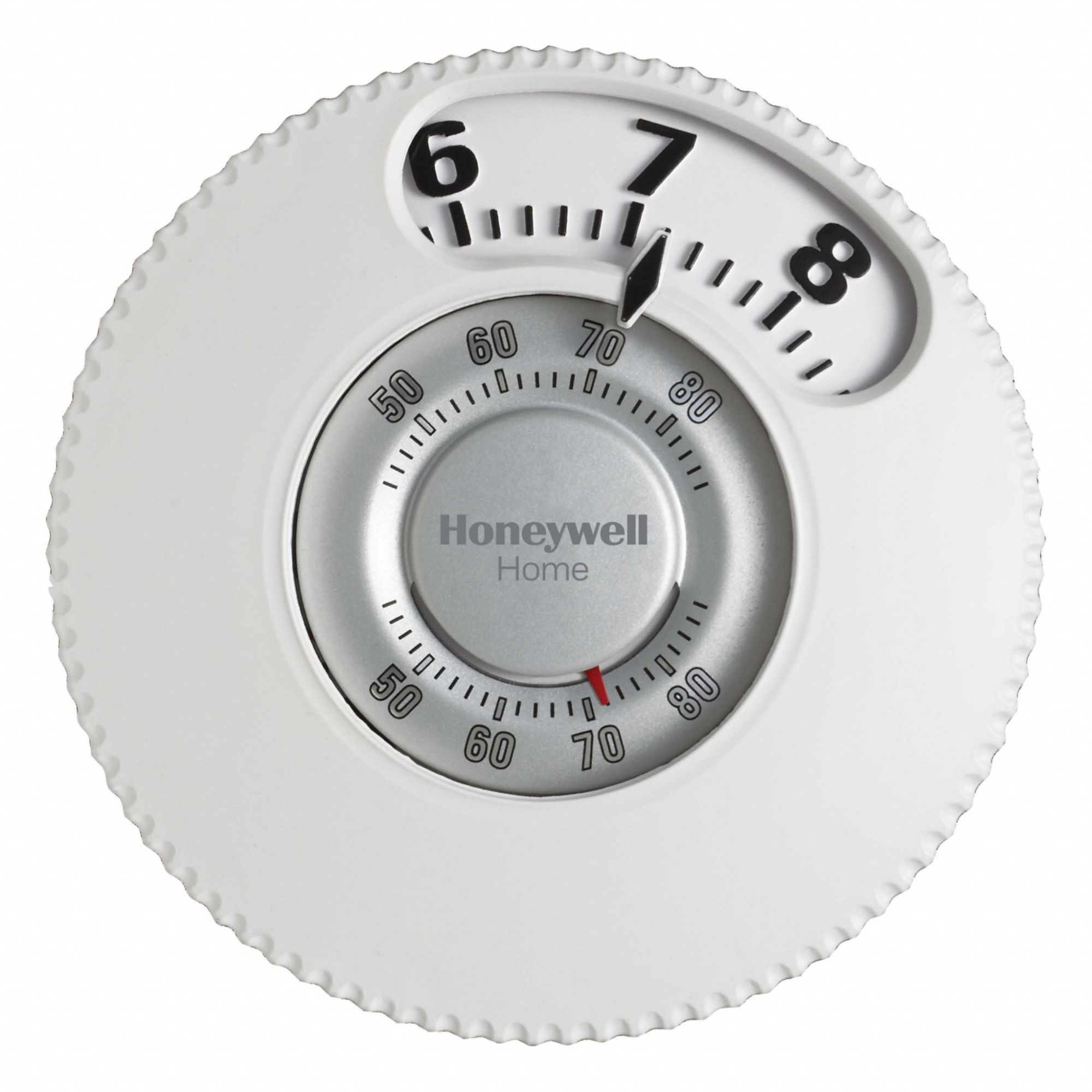 HONEYWELL HOME Low Voltage Thermostat: Heat and Cool, Manual, B/G/O/R/RC/W/Terminal Designations (MPN T87N1026). Key specifications — Application: Heat and Cool; Voltage: 20 to 30V AC; Terminal Designations: Y; System Settings: Cool-Heat-Off; Temperature Control Range: 40° to 90°F; Changeover Type: Manual; Shape: Round; Brand: HONEYWELL HOME.