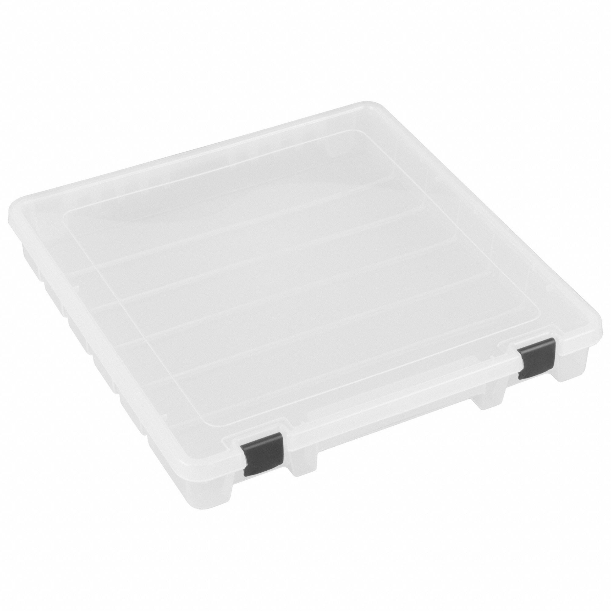 Compartment Box: 14 in x 15 in x 2 in, Clear, Not Electrostatic Discharge Conductive