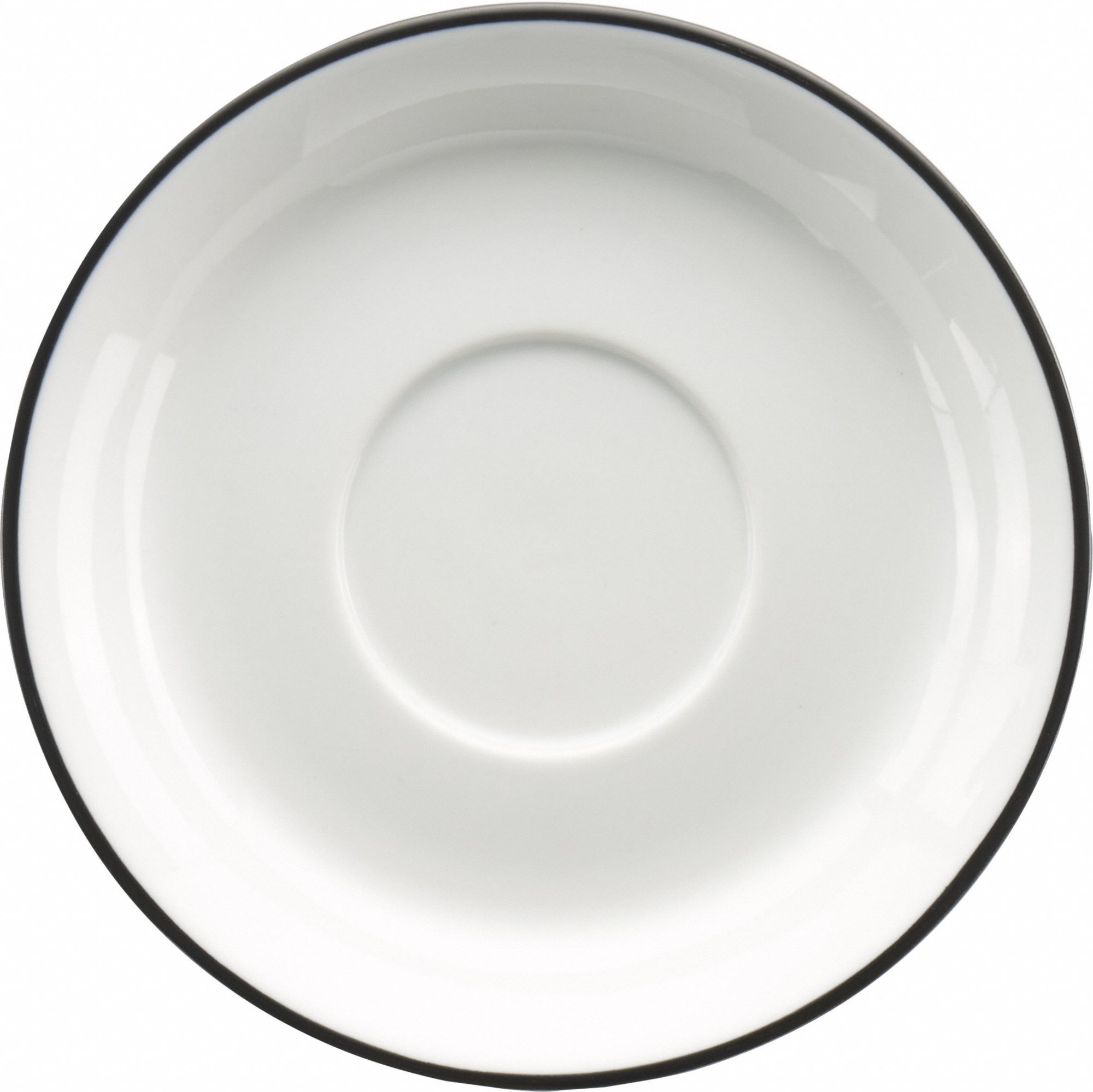 Saucer: Torino Bistro: Blue Band, Black/European White, Porcelain, 6 1/8 in Dia