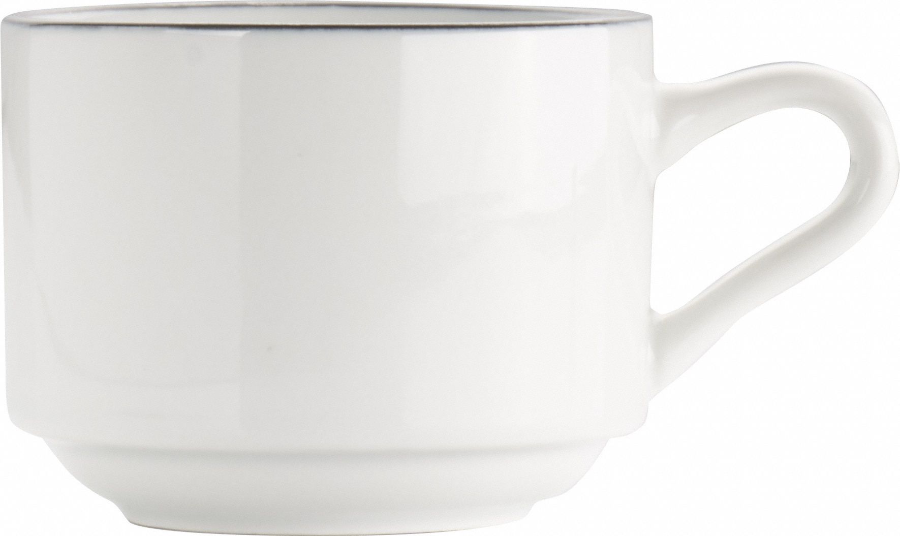 Porcelain w/Black Stacking Cup, 8oz, PK36: 8 fl oz Capacity, Porcelain, Black/European White
