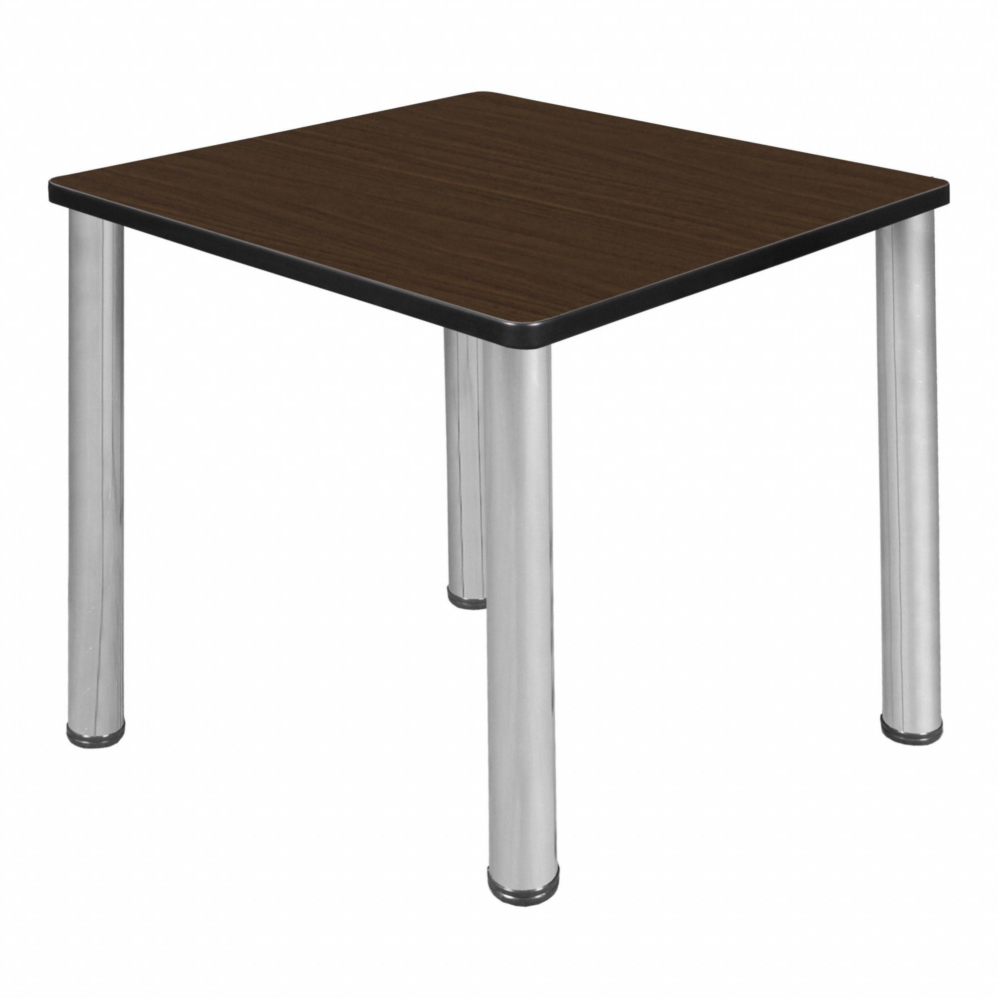 Cafe/Breakroom Table: Laminate, Walnut, 29 in Overall Ht - Max, 30 in Overall Wd, Square, Black
