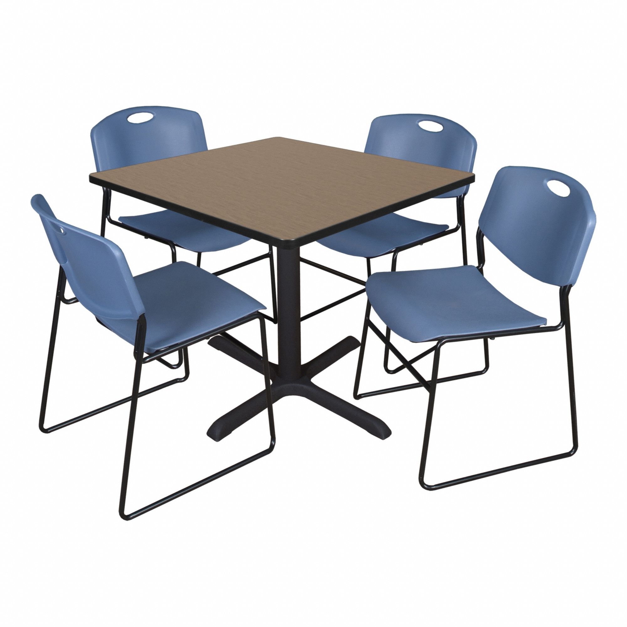 Cafe/Breakroom Table: Laminate, Oak, 29 in Overall Ht - Max, 36 in Overall Wd, 36 in Overall Dp