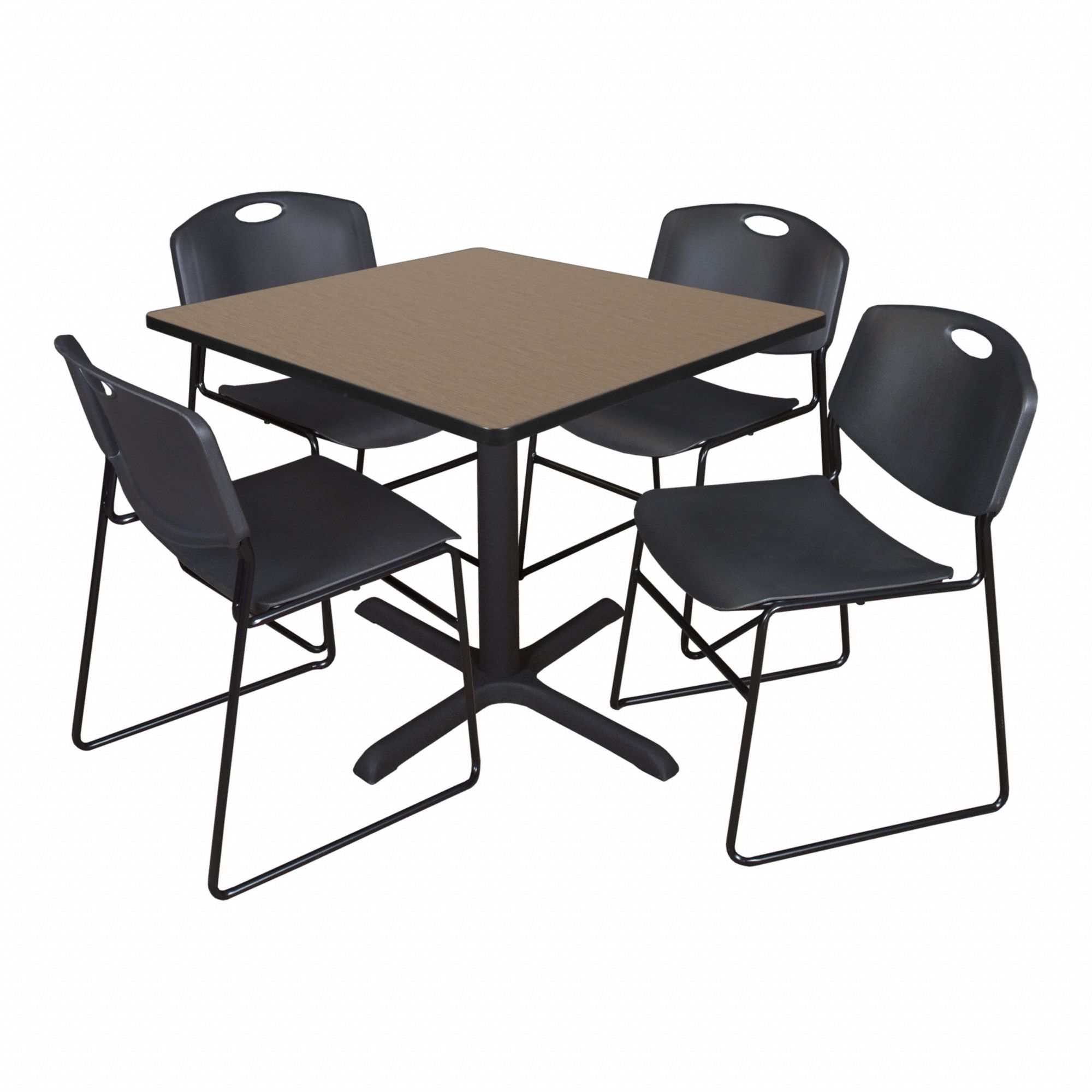 Cafe/Breakroom Table: Laminate, Oak, 29 in Overall Ht - Max, 36 in Overall Wd, 36 in Overall Dp