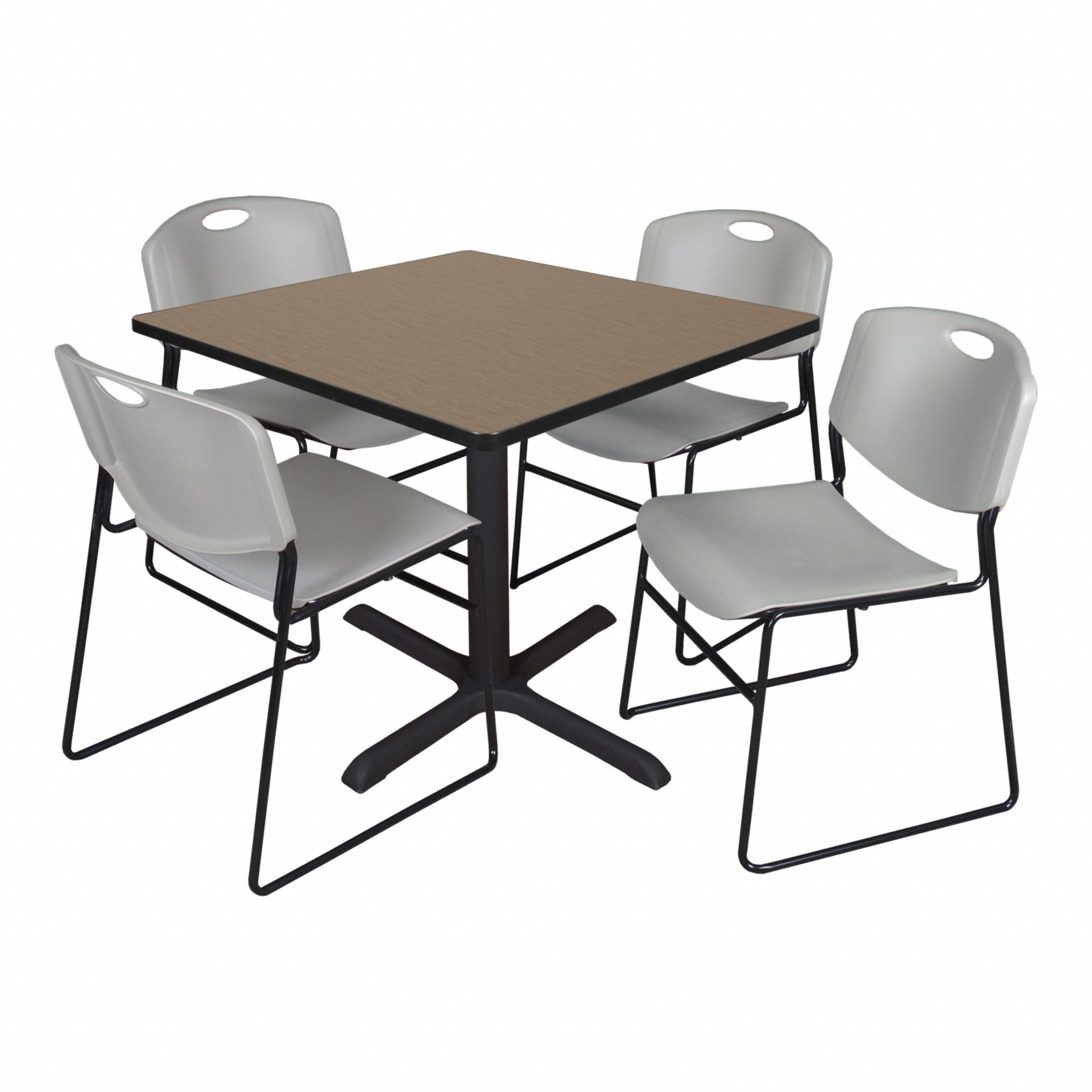 Cafe/Breakroom Table: Laminate, Oak, 29 in Overall Ht - Max, 36 in Overall Wd, 36 in Overall Dp