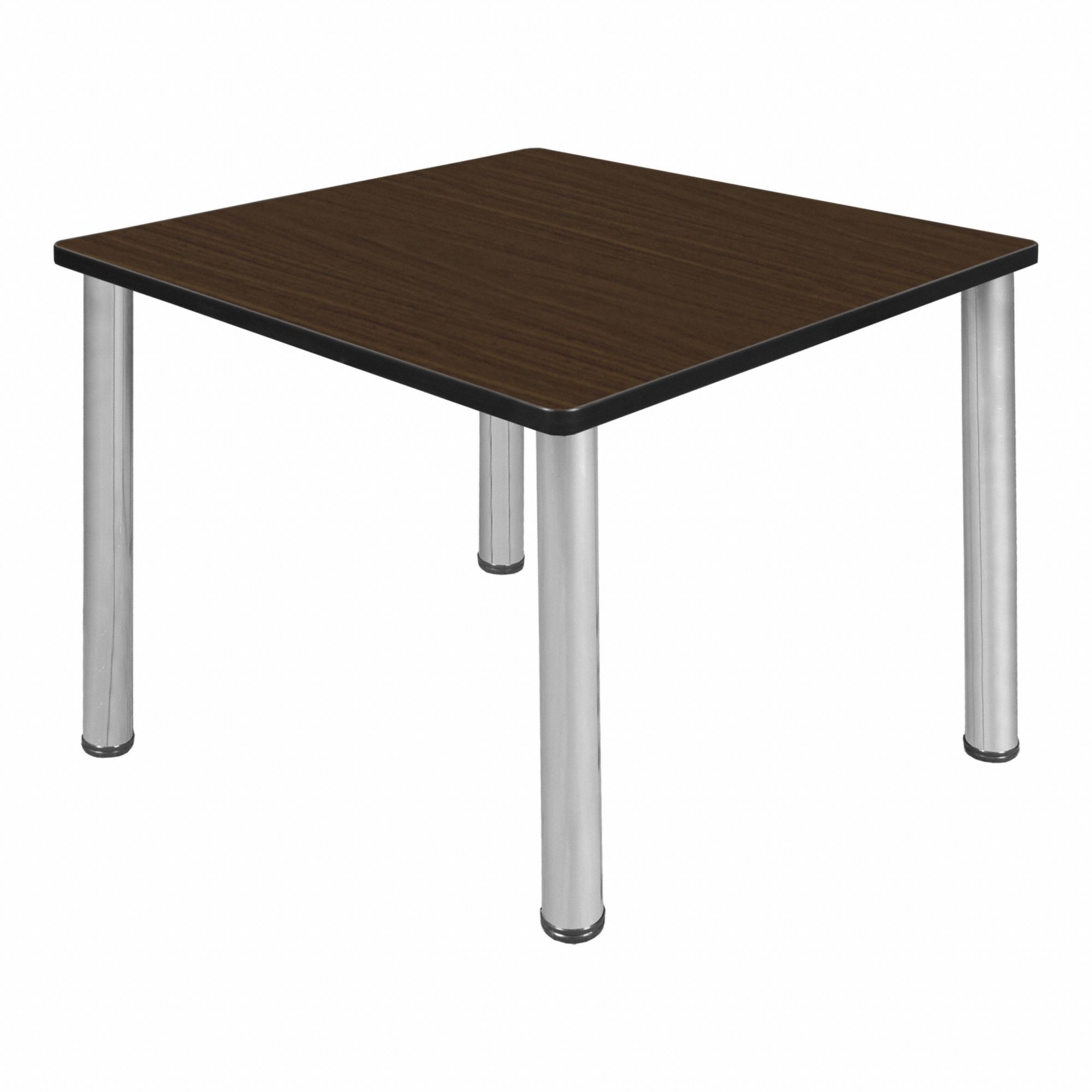 Cafe/Breakroom Table: Laminate, Walnut, 29 in Overall Ht - Max, 36 in Overall Wd, Square, Black