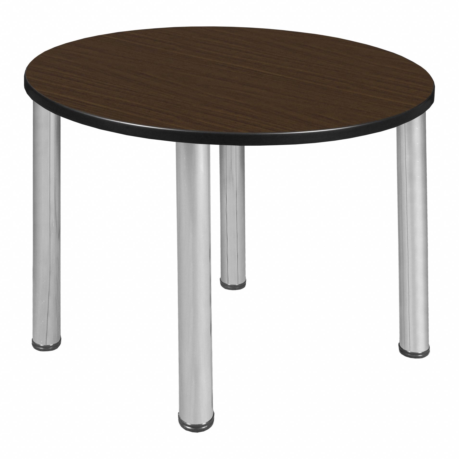 Cafe/Breakroom Table: Laminate, Walnut, 29 in Overall Ht - Max, Circle, Black, Metal, Black