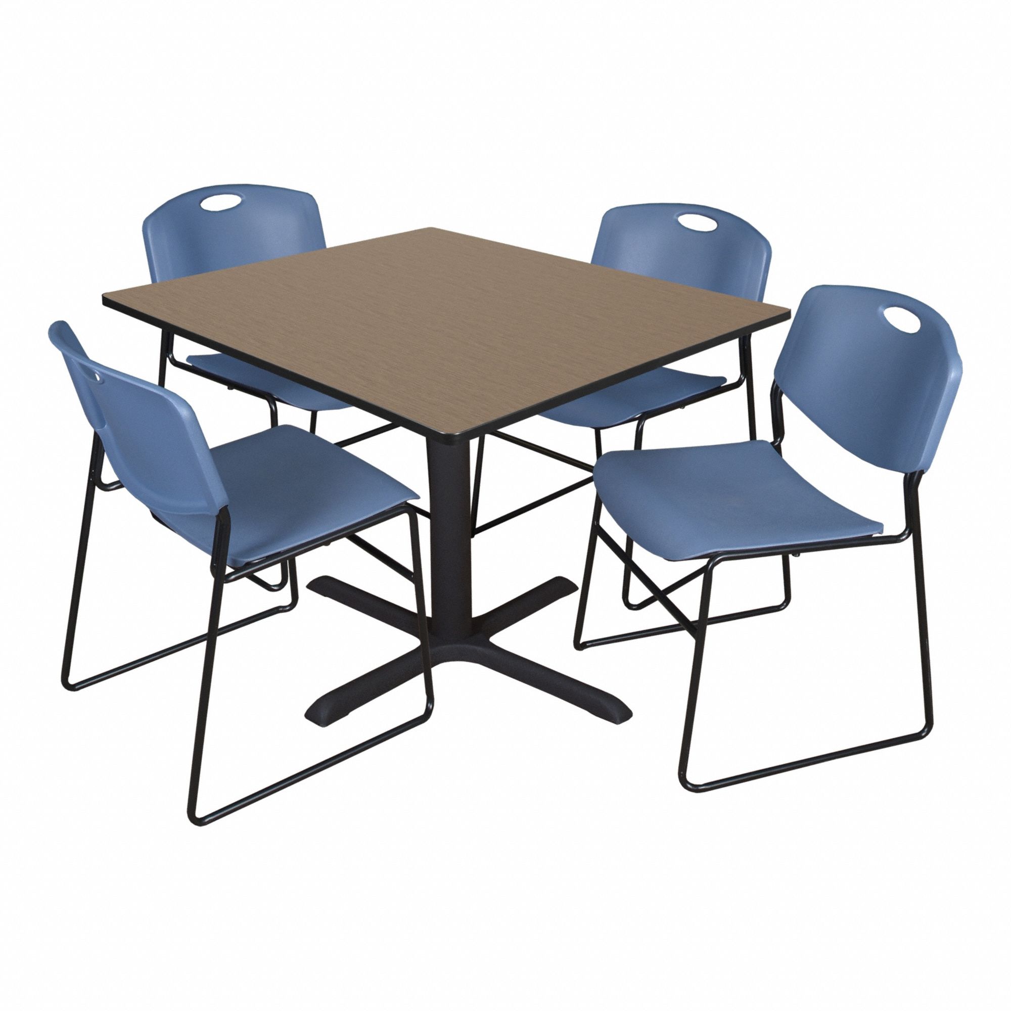 Cafe/Breakroom Table: Laminate, Oak, 29 in Overall Ht - Max, 48 in Overall Wd, 48 in Overall Dp
