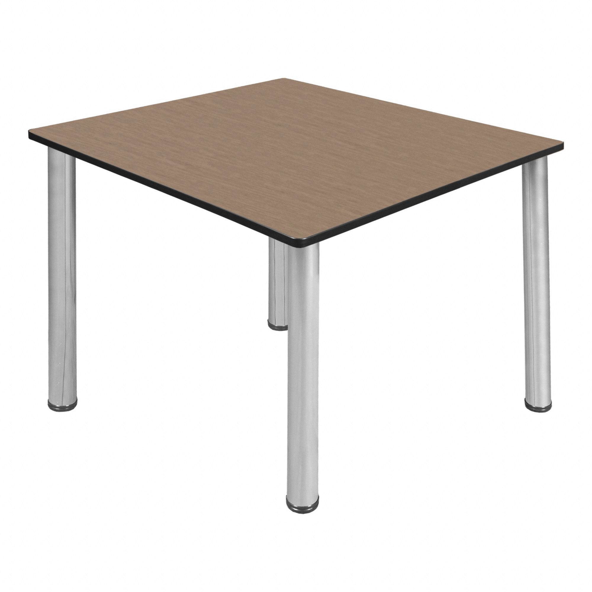 Cafe/Breakroom Table: Laminate, Oak, 29 in Overall Ht - Max, 48 in Overall Wd, 48 in Overall Dp