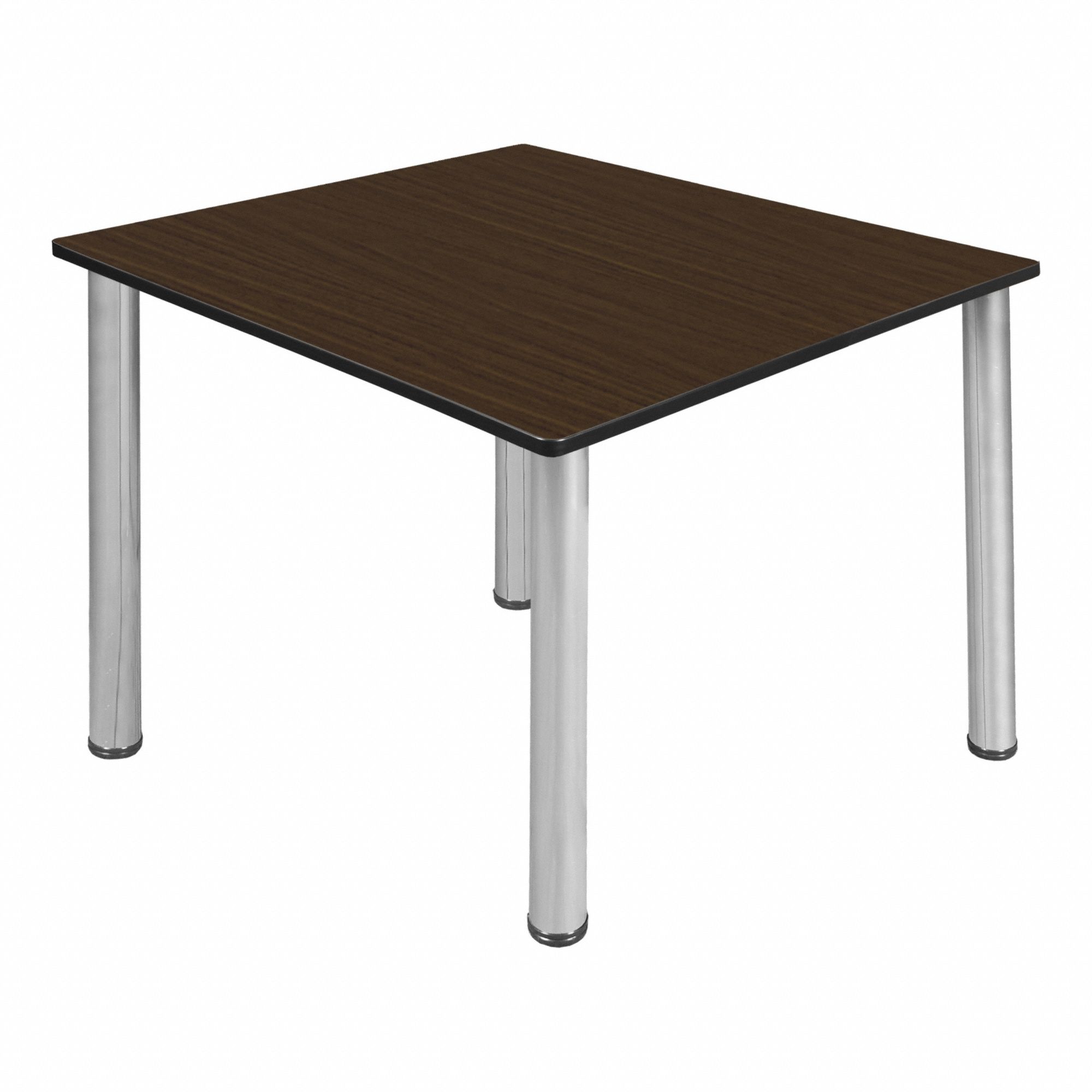 Cafe/Breakroom Table: Laminate, Walnut, 29 in Overall Ht - Max, 48 in Overall Wd, Square, Black