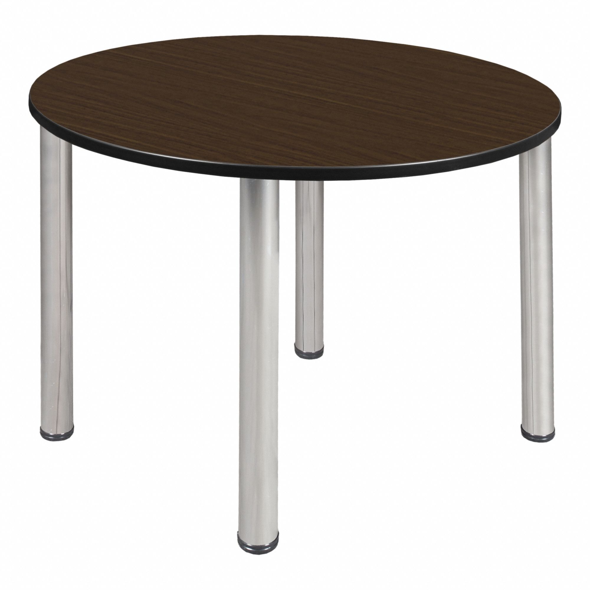 Cafe/Breakroom Table: Laminate, Walnut, 29 in Overall Ht - Max, Circle, Black, Metal, Black