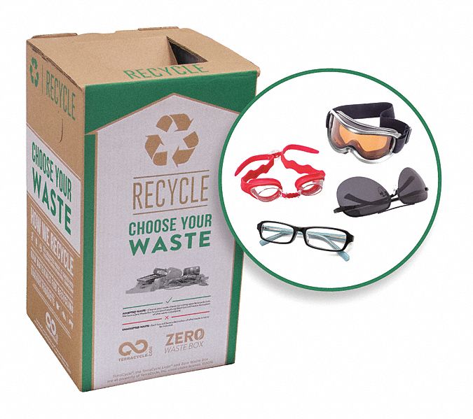 ZERO WASTE BOX FOR EYEWEAR, FREE-STANDING, 1 OPENING, BROWN/GREEN, SMALL, 18 IN H