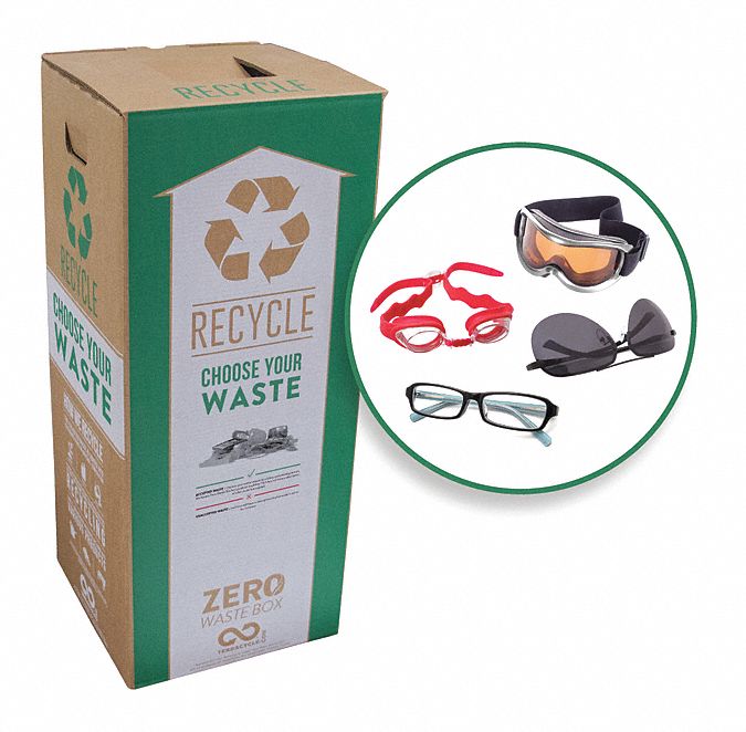 ZERO WASTE BOX FOR EYEWEAR, FREE-STANDING, 1 OPENING, BROWN/GREEN, LARGE, 42 IN H