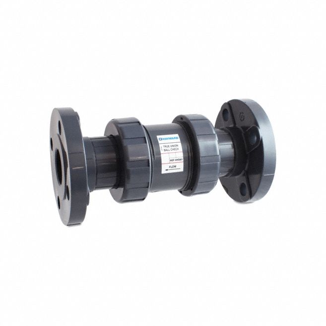 Check Valve: Ball, Inline Valve Body, CPVC, 1 in Pipe Size, Flange x Flange, For Water Media