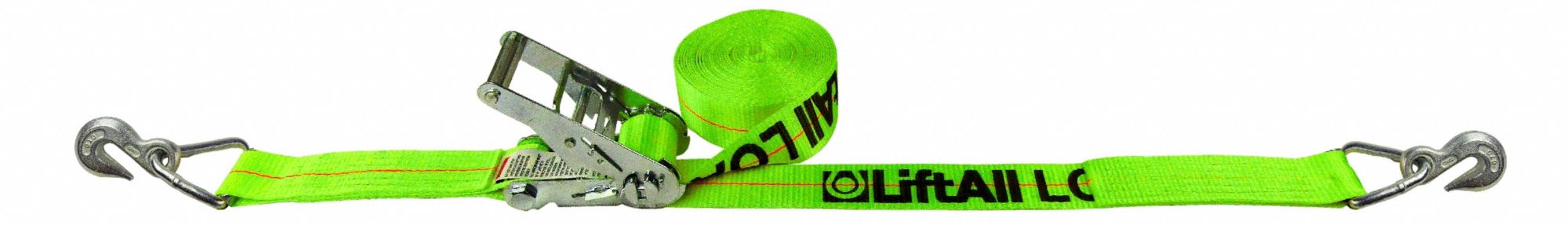 TIE DOWN STRAP, RATCHET, GRAB-HOOK, CUT-RESISTANT EDGES, 4 IN W, 5,000 LB WLL, YELLOW, 30 FT L