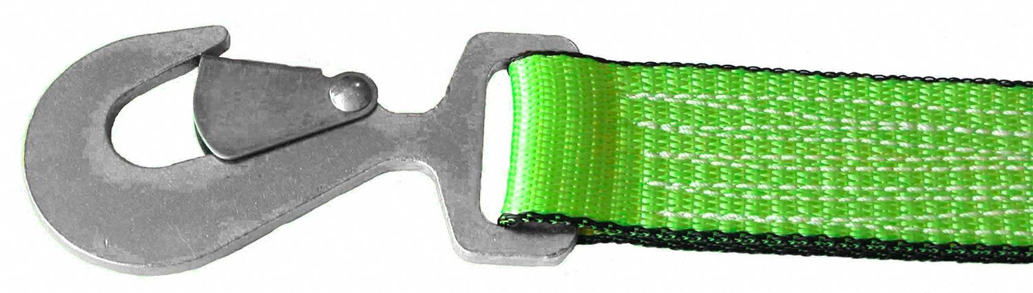 Tie Down Strap: Ratchet, Snap-Hook, Cut-Resistant Edges, 2 in Wd, 1, 600 lb WLL, 20 ft Lg