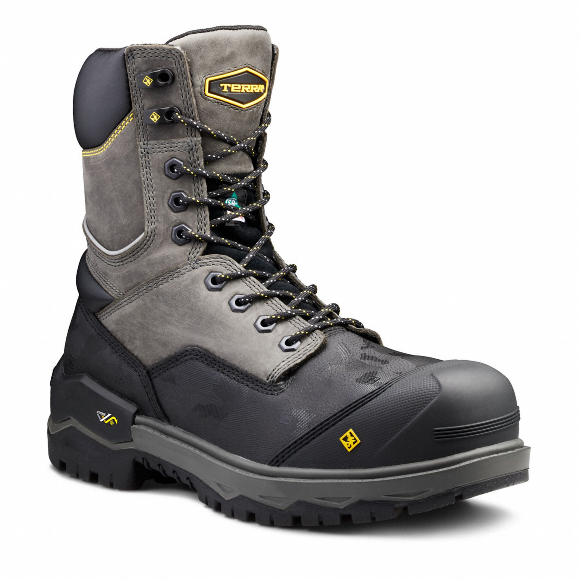 TERRA WORK BOOT,MEN,14 SZ,GRAY,PR SafetyToe Work Boots and Shoes TER4NRQGY14 4NRQGY