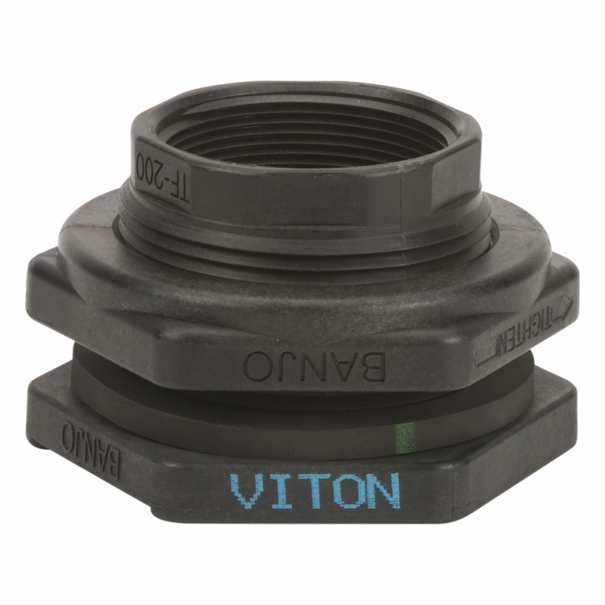 Bulkhead Tank Flange: Glass Reinforced Polypropylene Body, 2 in Female NPT Threaded Inside