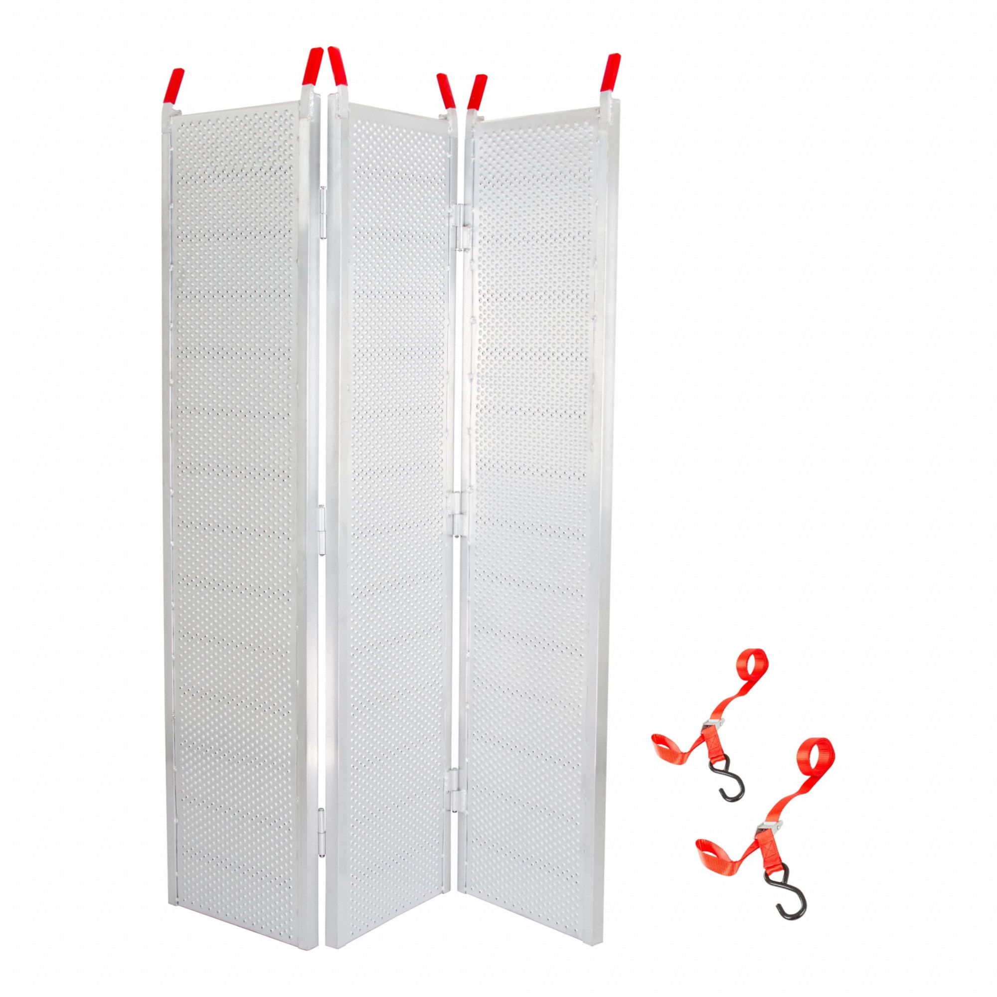 Automotive Loading Ramp: 0.75 ton Load Capacity, Tri-Folding, Aluminum, 77 in Overall Lg