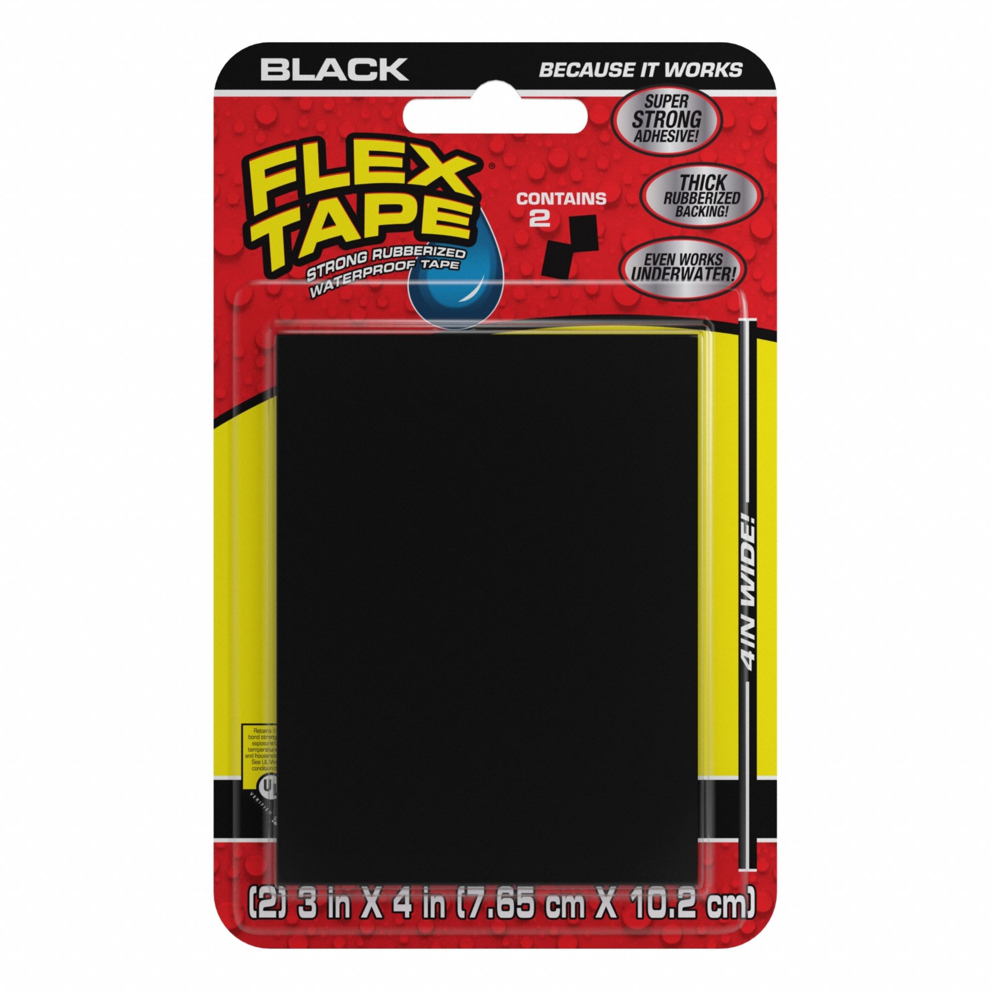 Flex Tape: Rubber, Black, 2 cu ft Container, Concrete/Metal/Wood