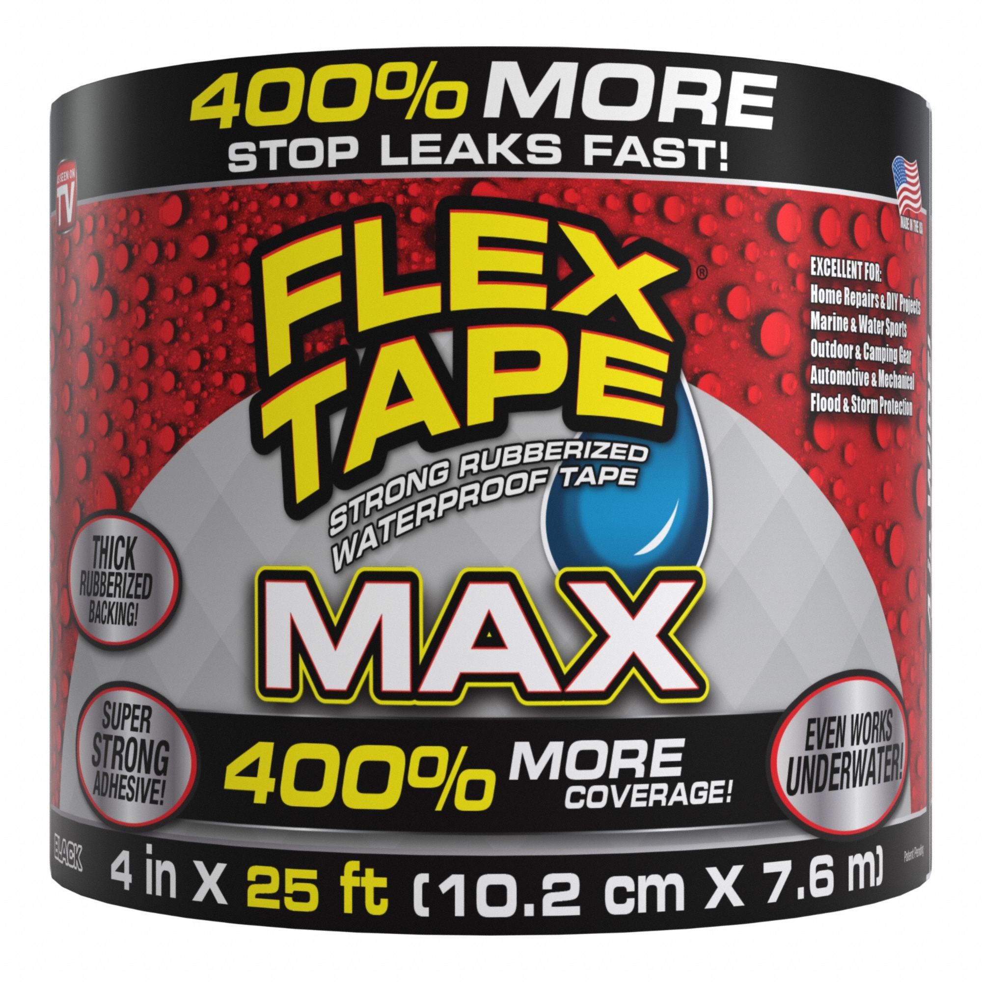 Flex Tape: Rubber, Black, Concrete/Metal/Wood