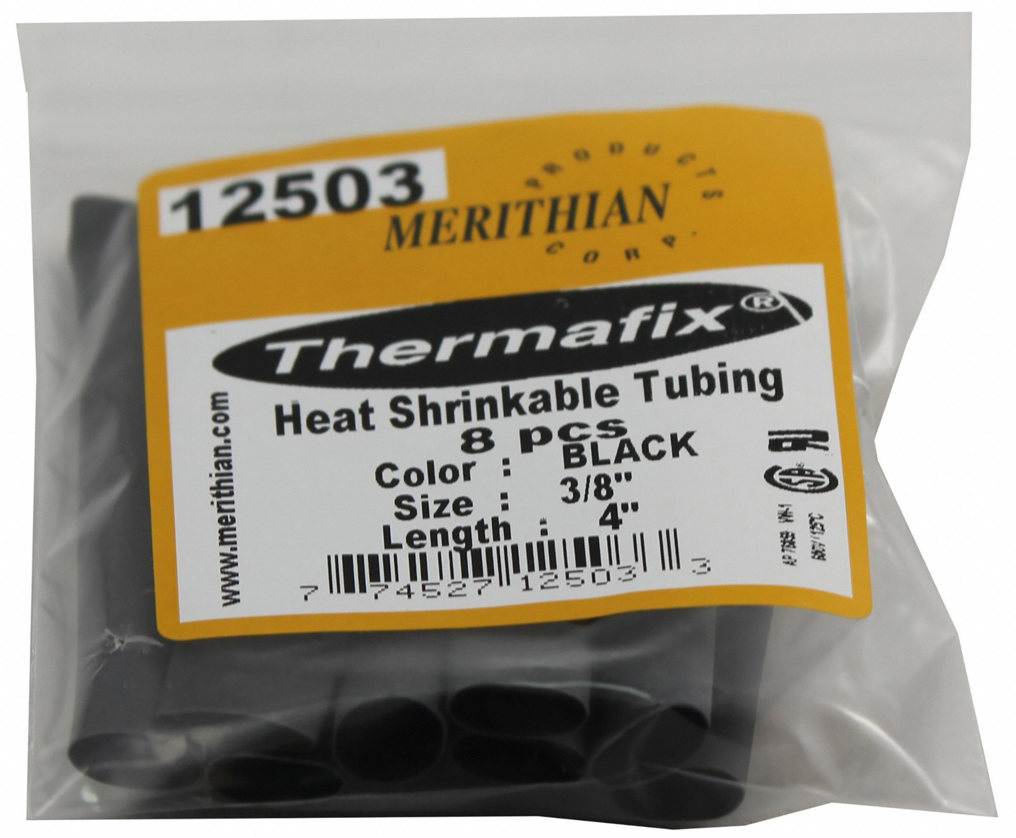 HEAT SHRINK TUBING, POLYOLEFIN, BLACK, 2:1 SHRINK RATIO, 0.375 IN ID BEFORE SHRINKING
