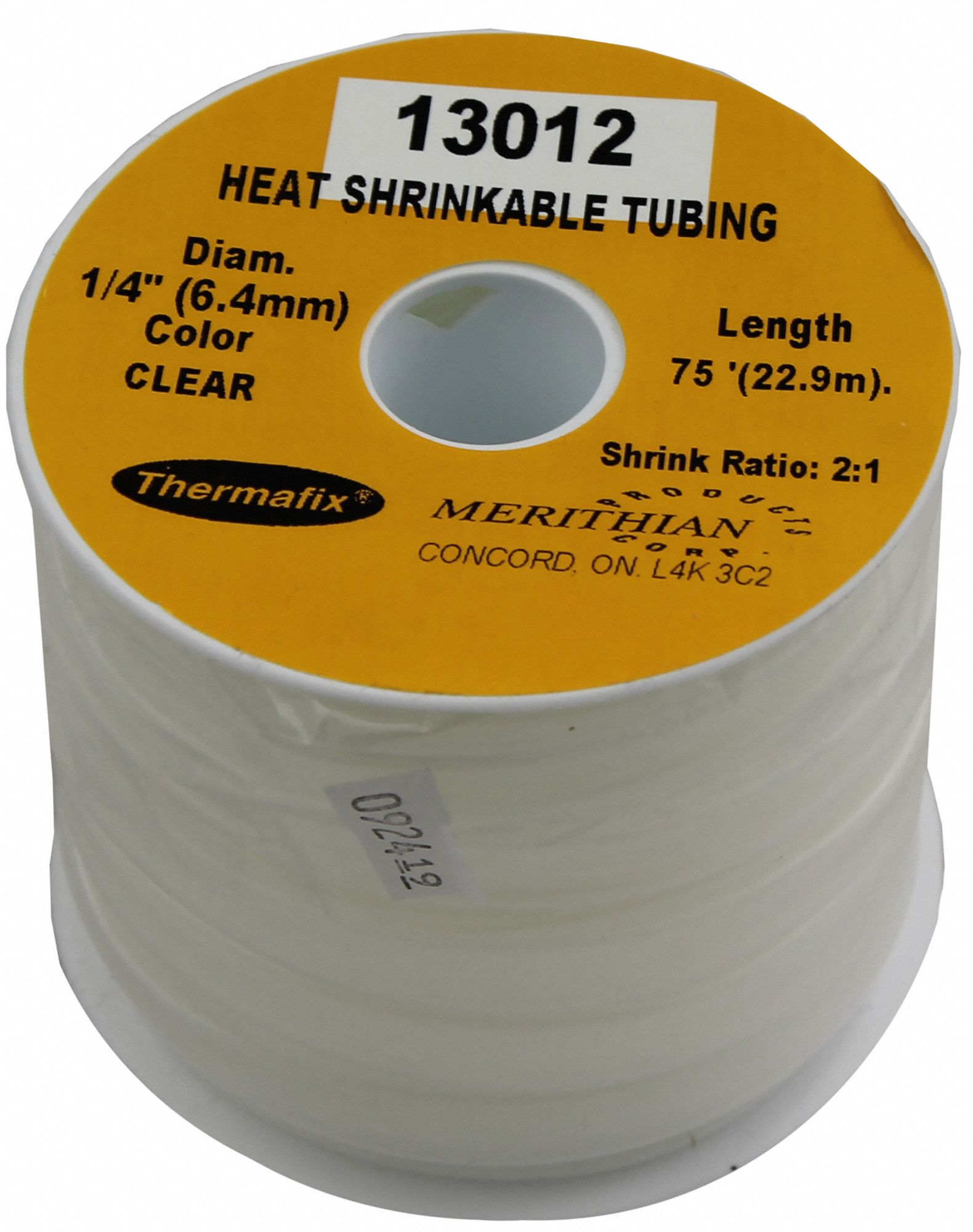 GAINE THERMORÉTRACTABLE, POLYOLÉFINE, TRANSPARENT, RÉTRÉCISSEMENT 2:1, 75 PI, 1/4 PO DIA INT AVANT RÉTRÉCISSEMENT