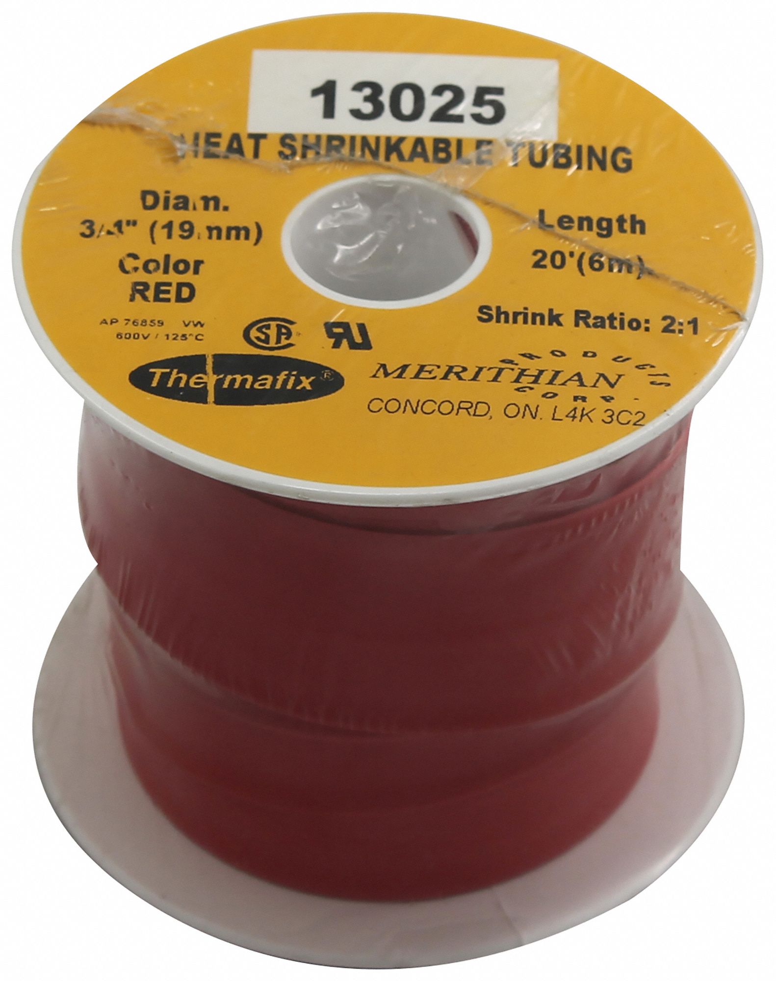 HEAT SHRINK TUBING, POLYOLEFIN, RED, 2:1 SHRINK RATIO, 20 FT, ¾ IN ID BEFORE SHRINKING