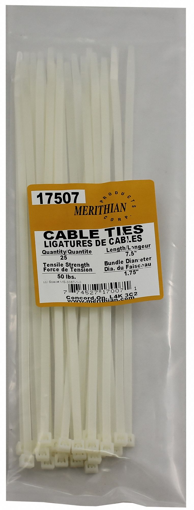 CABLE TIE KIT, NYLON 6/6, NATURAL, 11.2 IN, UV STABILIZED