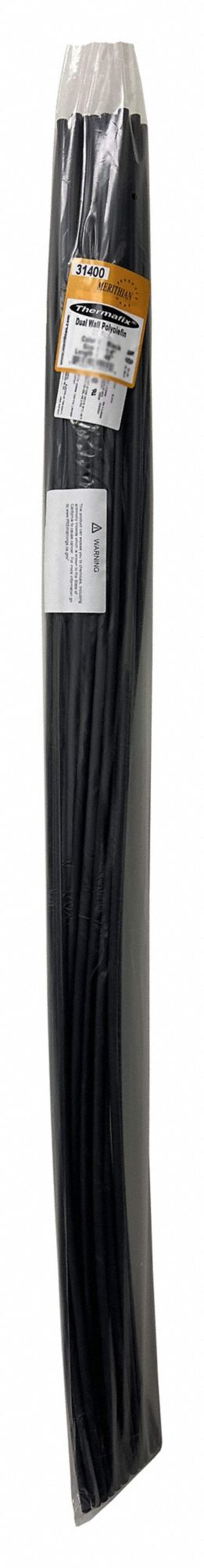 GAINE THERMORÉTRACTABLE, POLYOLÉFINE, NOIR, RÉTRÉCISSEMENT 3:1, 4 PI, 0,125 PO DIA INT AVANT RÉTRÉCISSEMENT