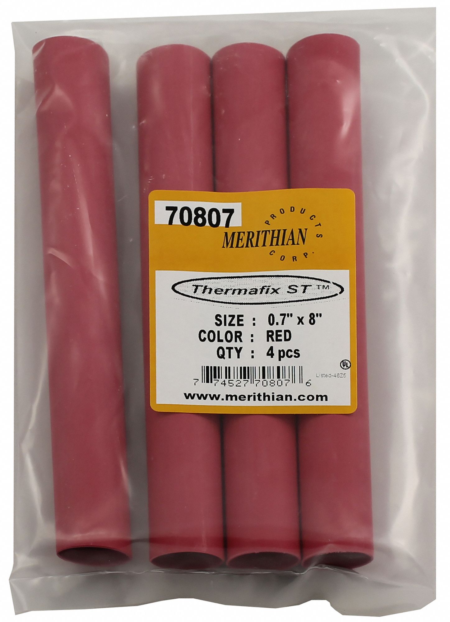 HEAT SHRINK TUBING, RED, 3:1 SHRINK RATIO, 8 IN, ¾ IN ID BEFORE SHRINKING