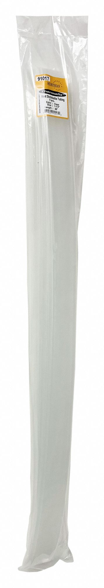 HEAT SHRINK TUBING, POLYOLEFIN, CLEAR, 2:1 SHRINK, 5 FT, 1.5 IN ID BEFORE SHRINKING