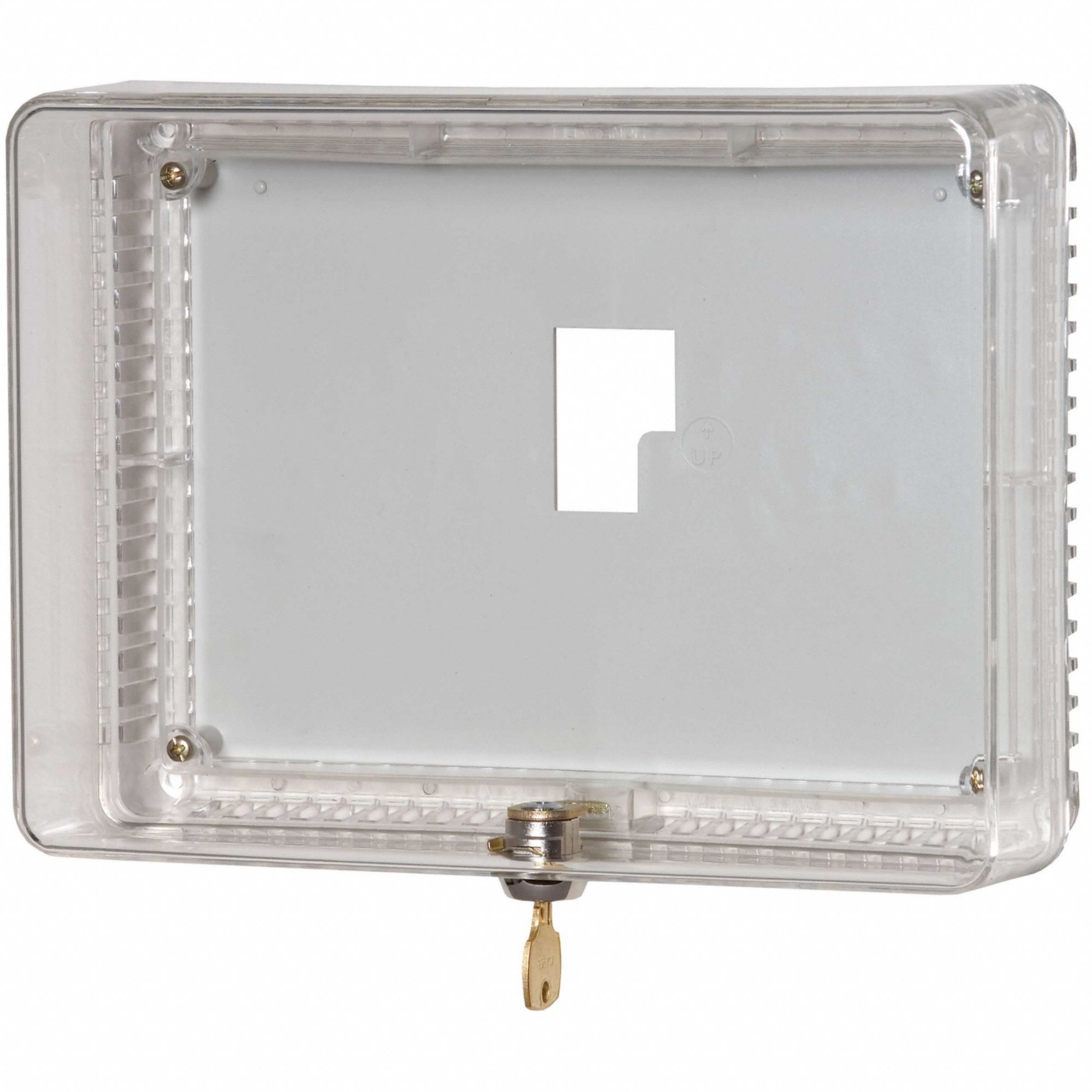 HONEYWELL HOME Thermostat Guard: Snap-On, Clear, Ring Base, Double Wall, 5 7/8 in x 8 3/8 in (MPN TG512A1009). Key specifications — Base Type: Ring Base; Cover Type: Snap-On; Brand: HONEYWELL HOME; Thermostat Guard Cover Color: Clear; Guard Construction: Double Wall.