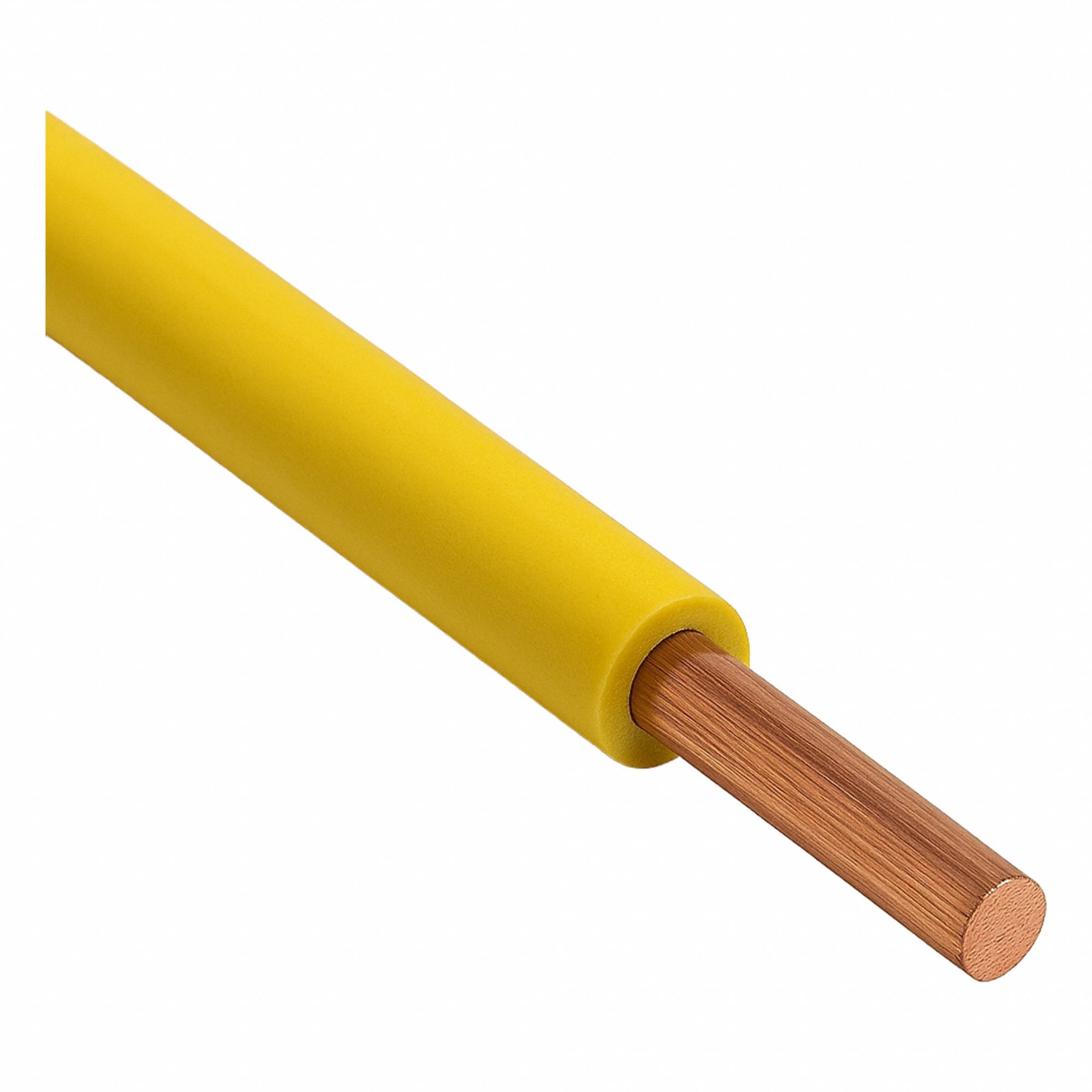 Building Wire: Copper, 10 AWG, 1 Conductors, Solid, Yellow, 1, 000 ft Lg, THHN/THWN-2