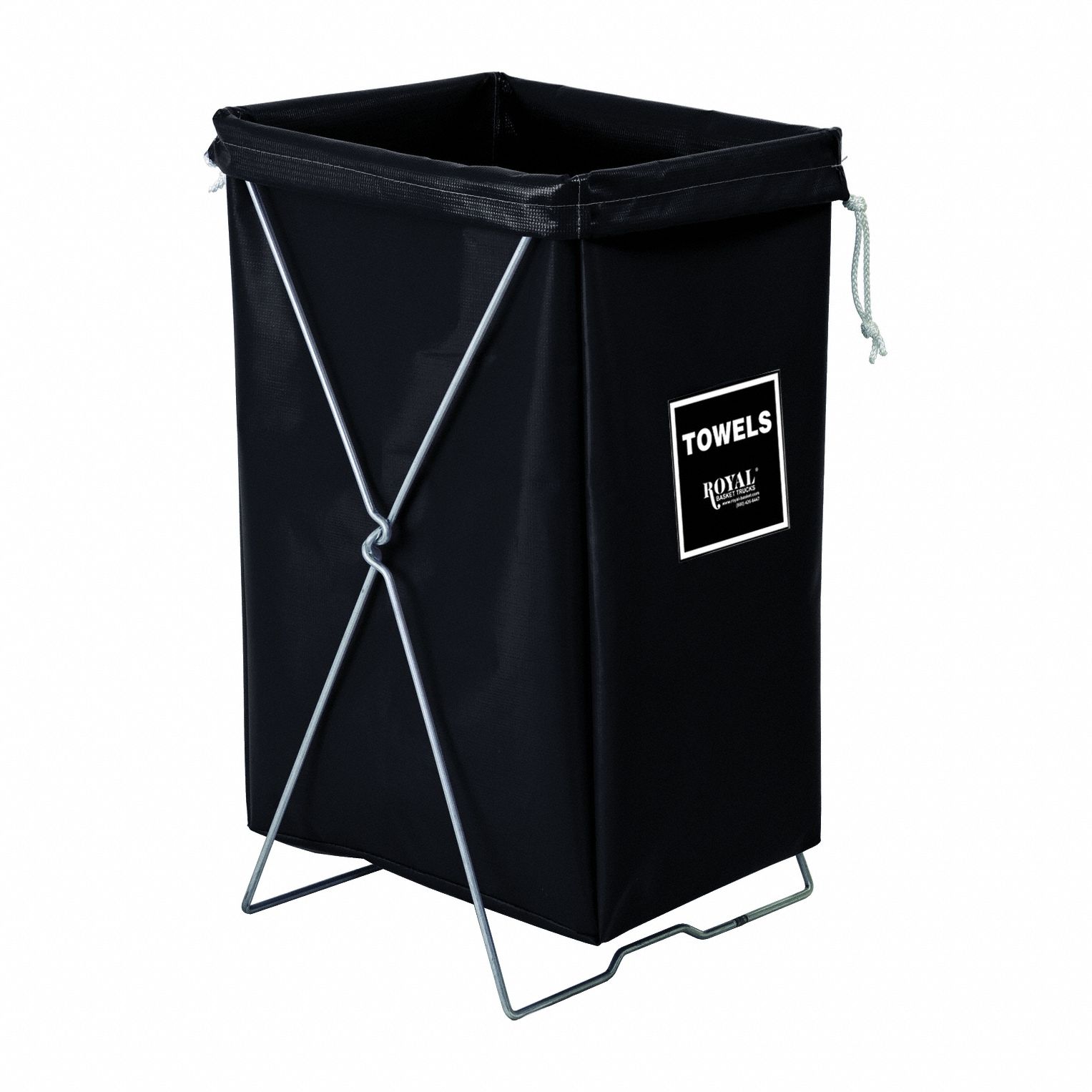 Hamper: Vinyl Liner, Black, 4.2 cu ft Total Volume, 16 in Overall Lg