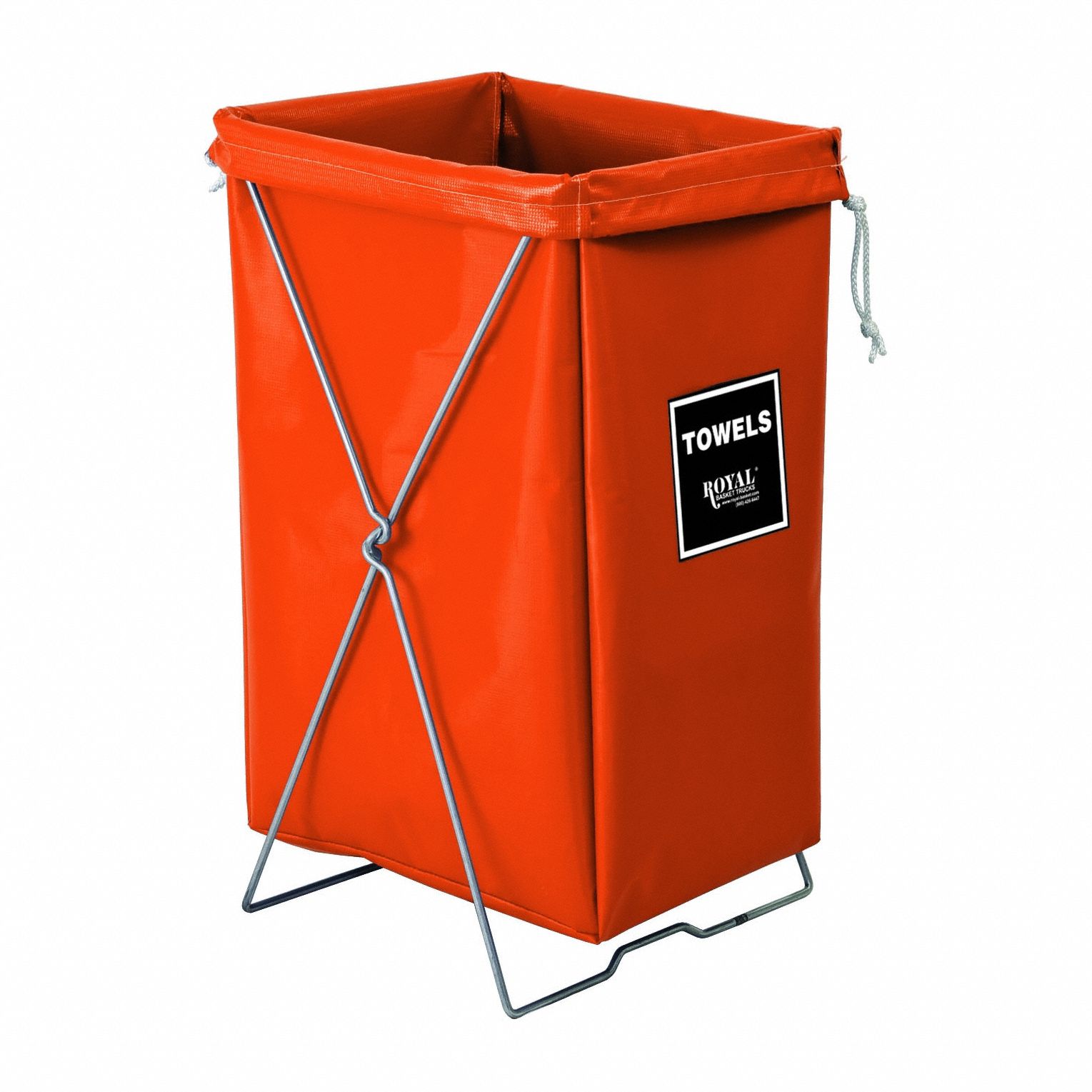 Hamper: Vinyl Liner, Orange, 4.2 cu ft Total Volume, 16 in Overall Lg