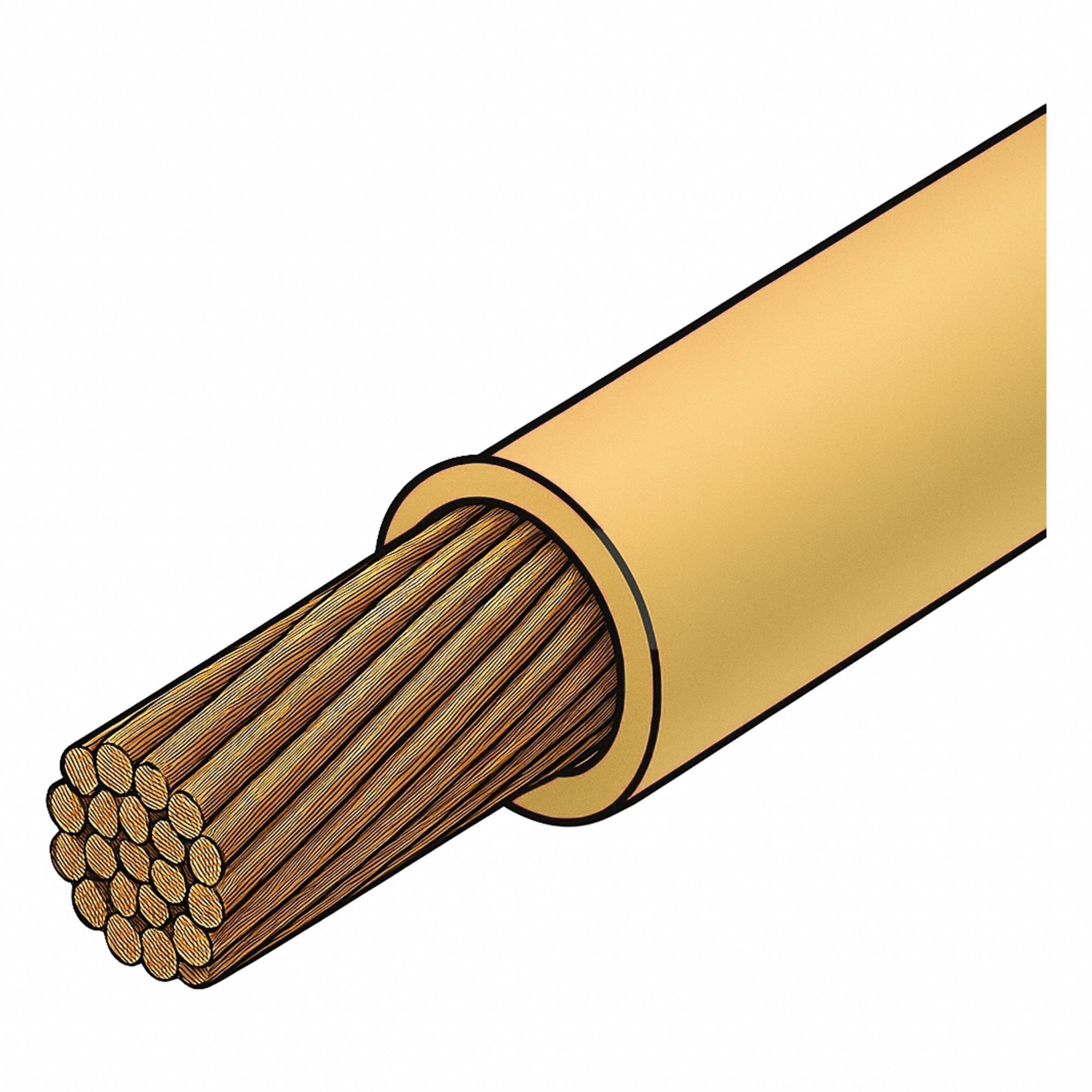 Building Wire: Copper, 10 AWG, 1 Conductors, Stranded, Tan, 1, 000 ft Lg, THHN/THWN-2